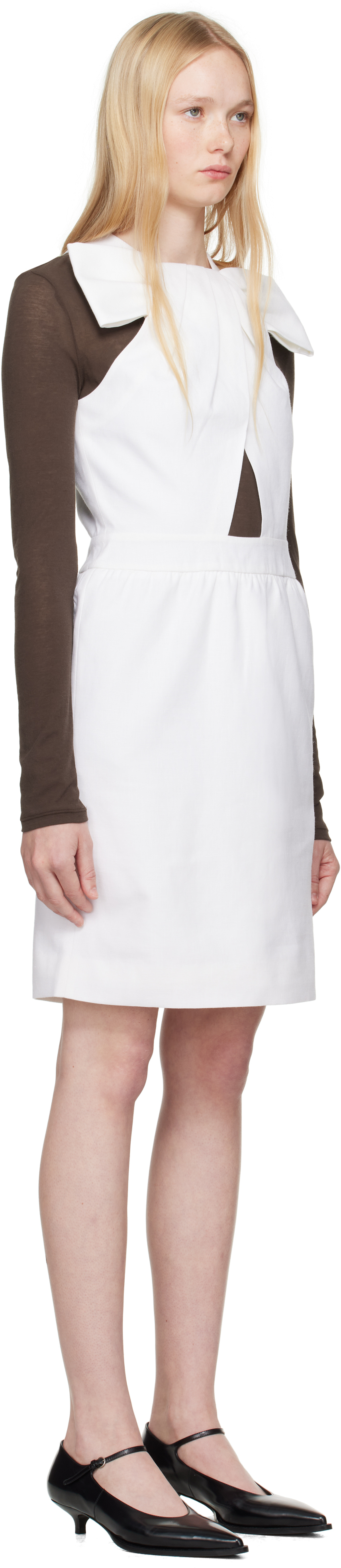 Shushu-tong White Bow Decorated Cutout Minidress In Wh100 White