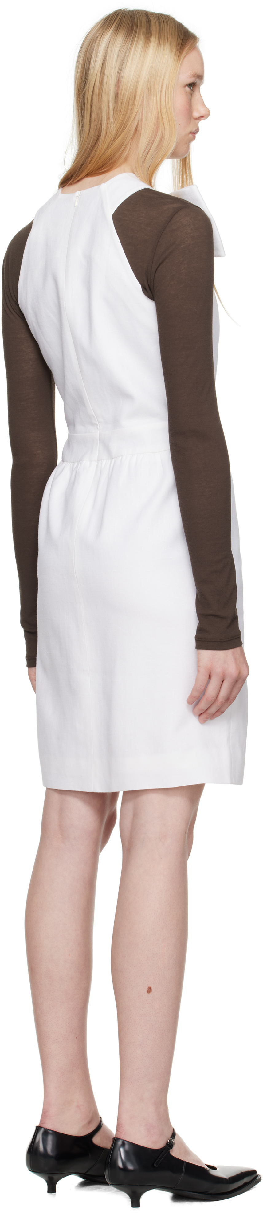Shushu-tong White Bow Decorated Cutout Minidress In Wh100 White