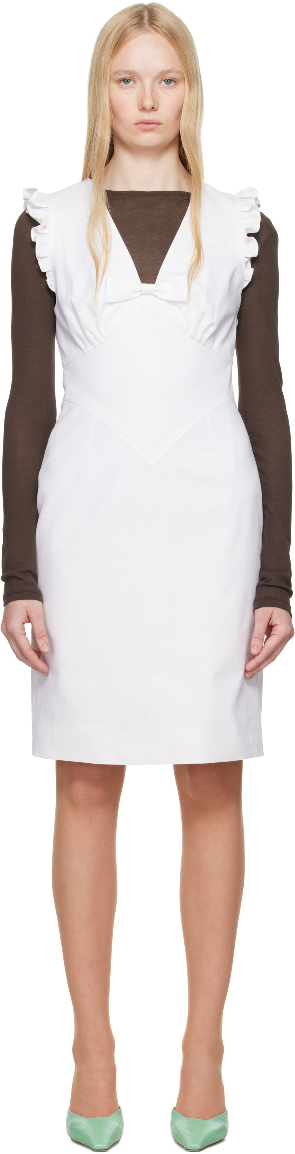 Shop Shushu-tong White Lace Flare Sleeve Midi Dress In Wh100 White