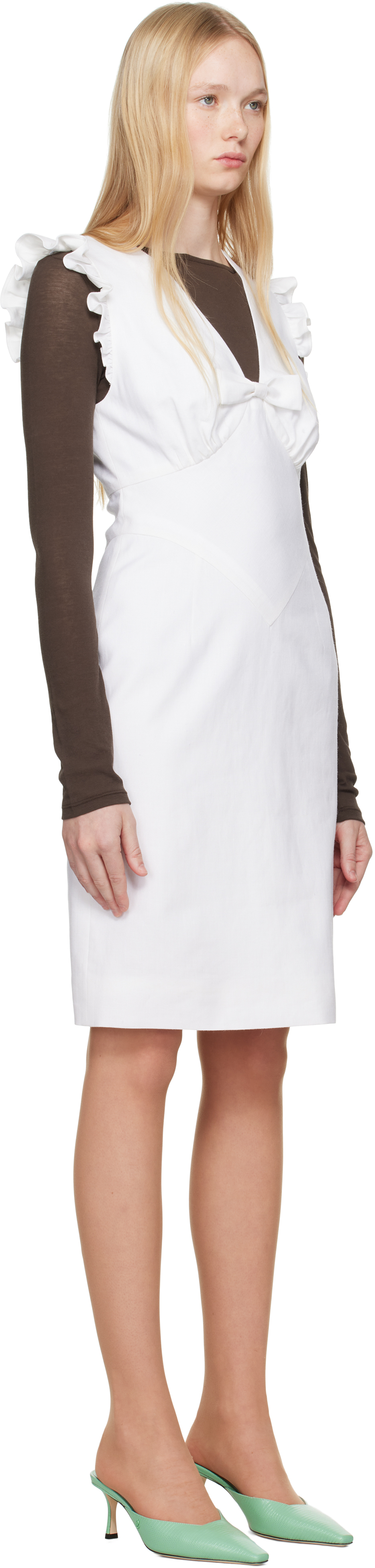 Shop Shushu-tong White Lace Flare Sleeve Midi Dress In Wh100 White
