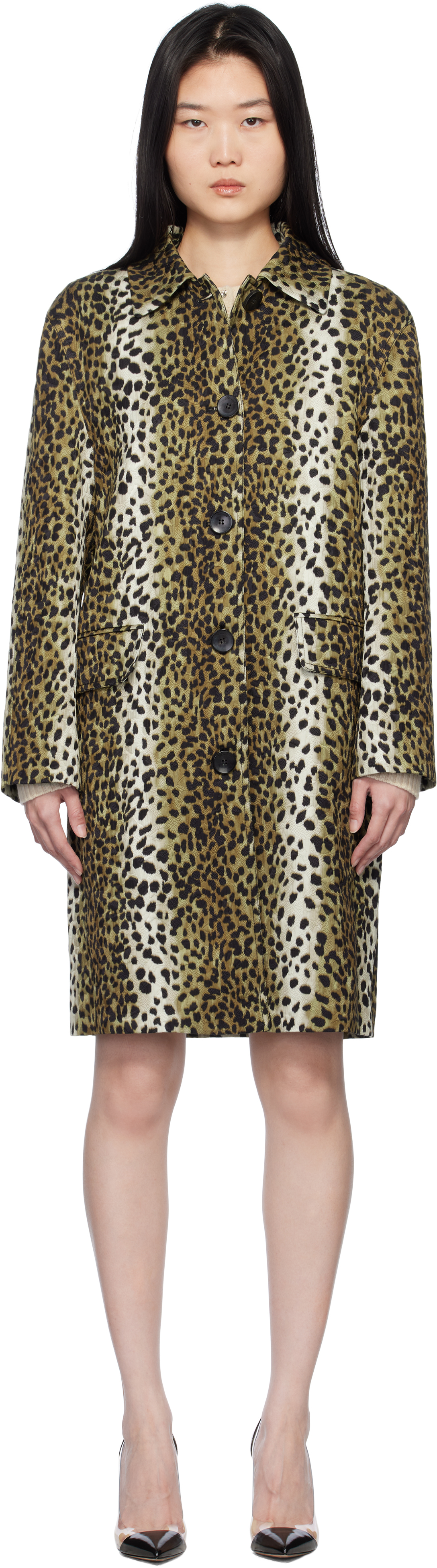 【関税込み】Blumarine タン プリント ジャカード コート Blumarineのタン プリント ジャカード コートがセール中