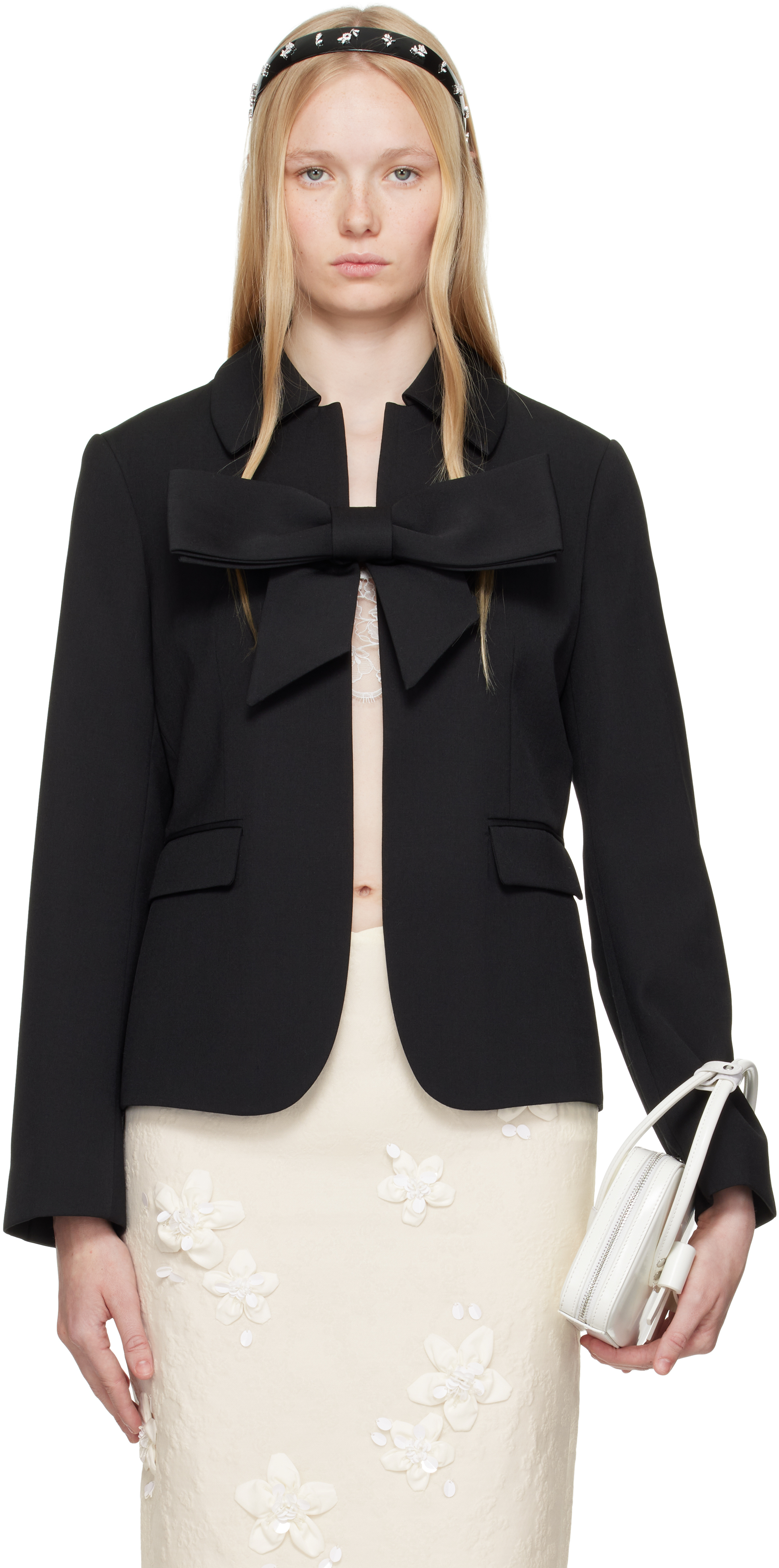 Shushu-tong Ssense Exclusive Black Bow Blazer In Ut152ba100
