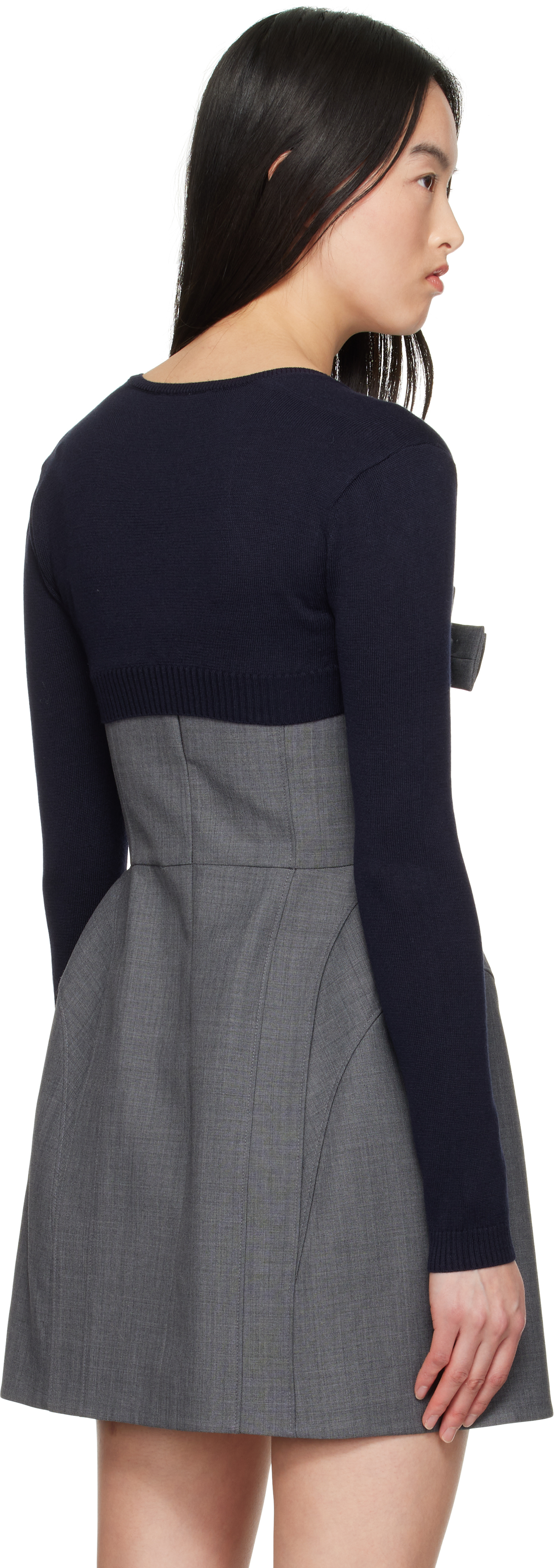 Shushu-tong Navy Knitted Shrug Cardigan In Na100 Navy Blue