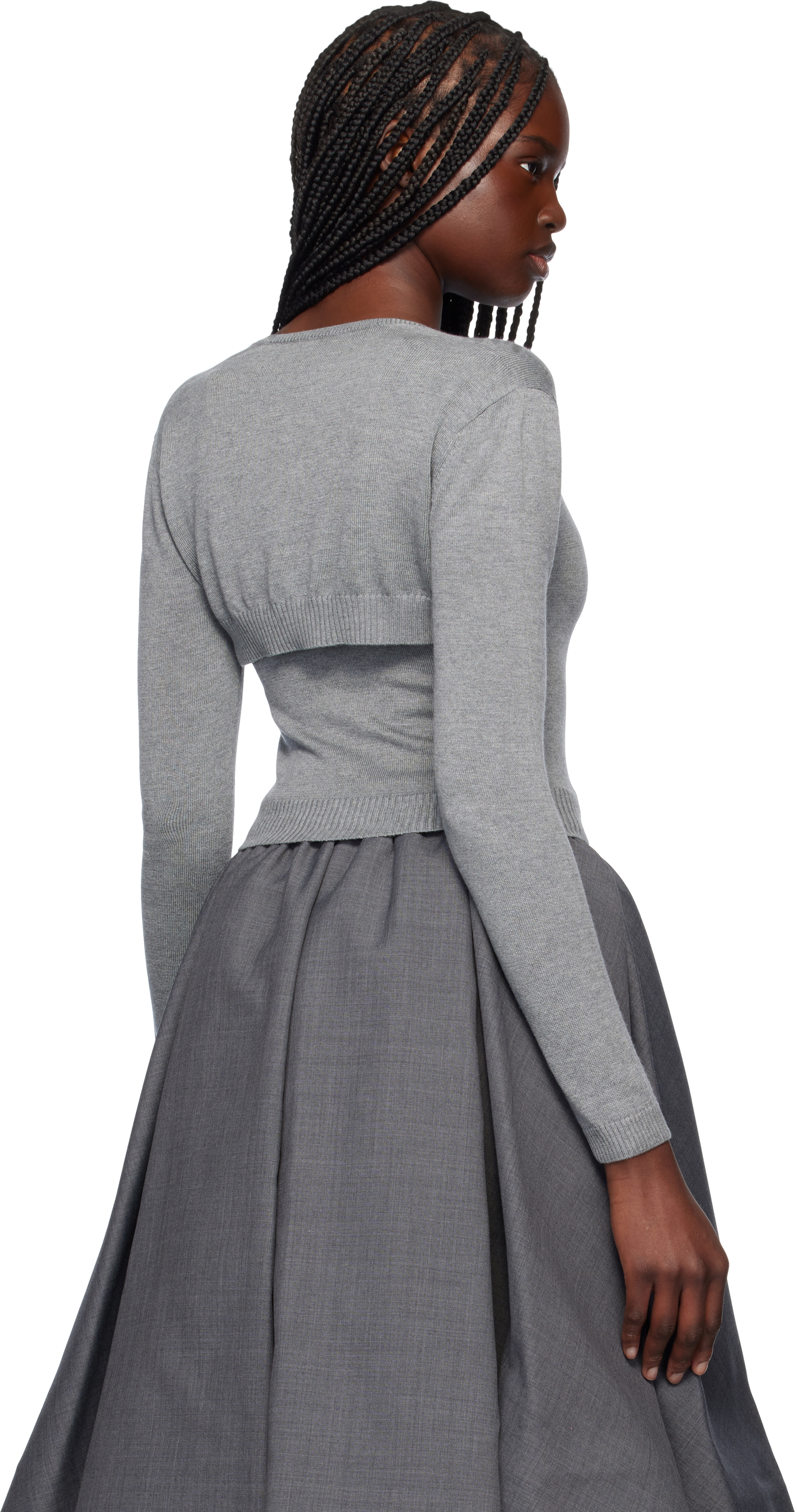 Shushu-tong Gray Knitted Shrug Cardigan In Gr100 Grey