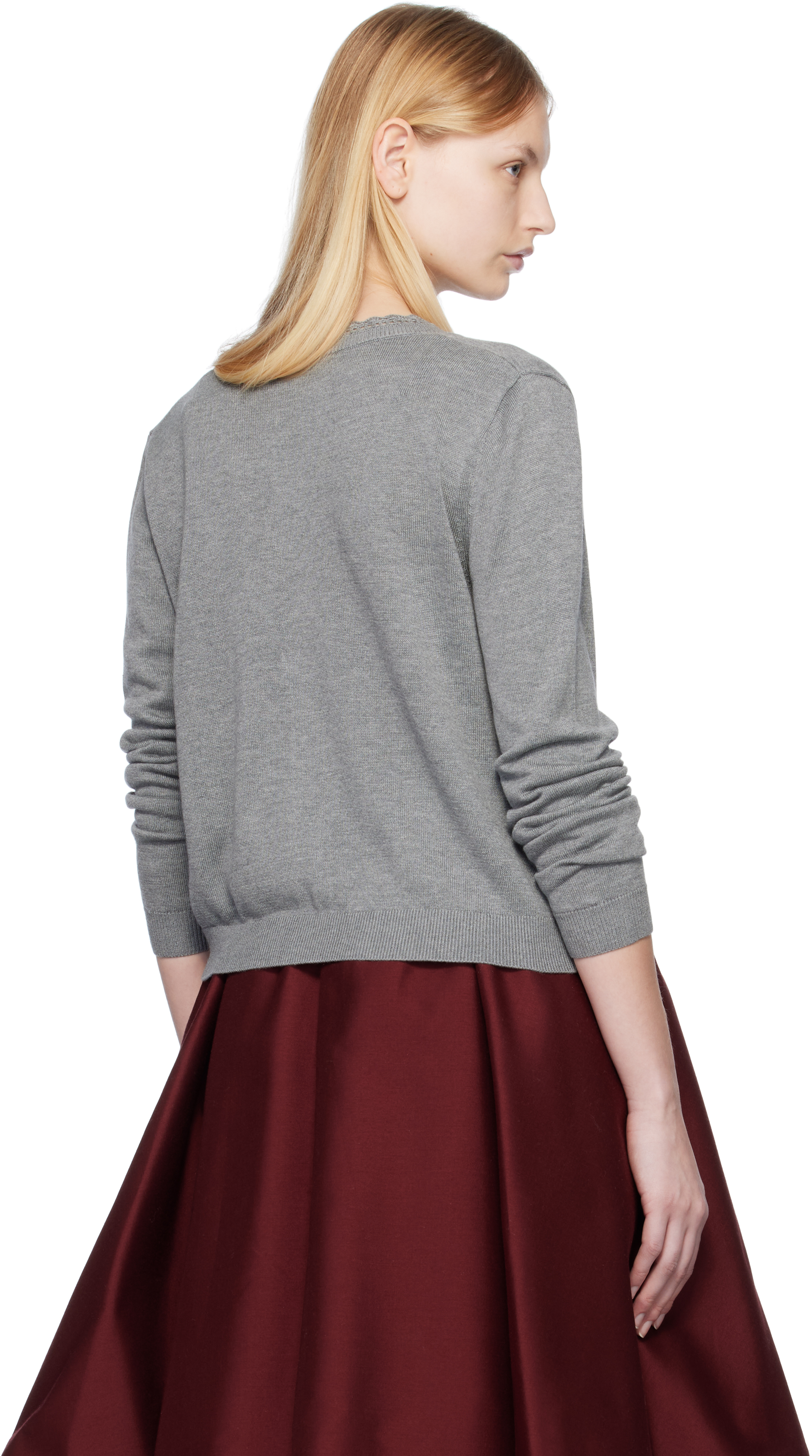 Shushu-tong Gray Logo-stitch Knit Cardigan In Gr100 Grey