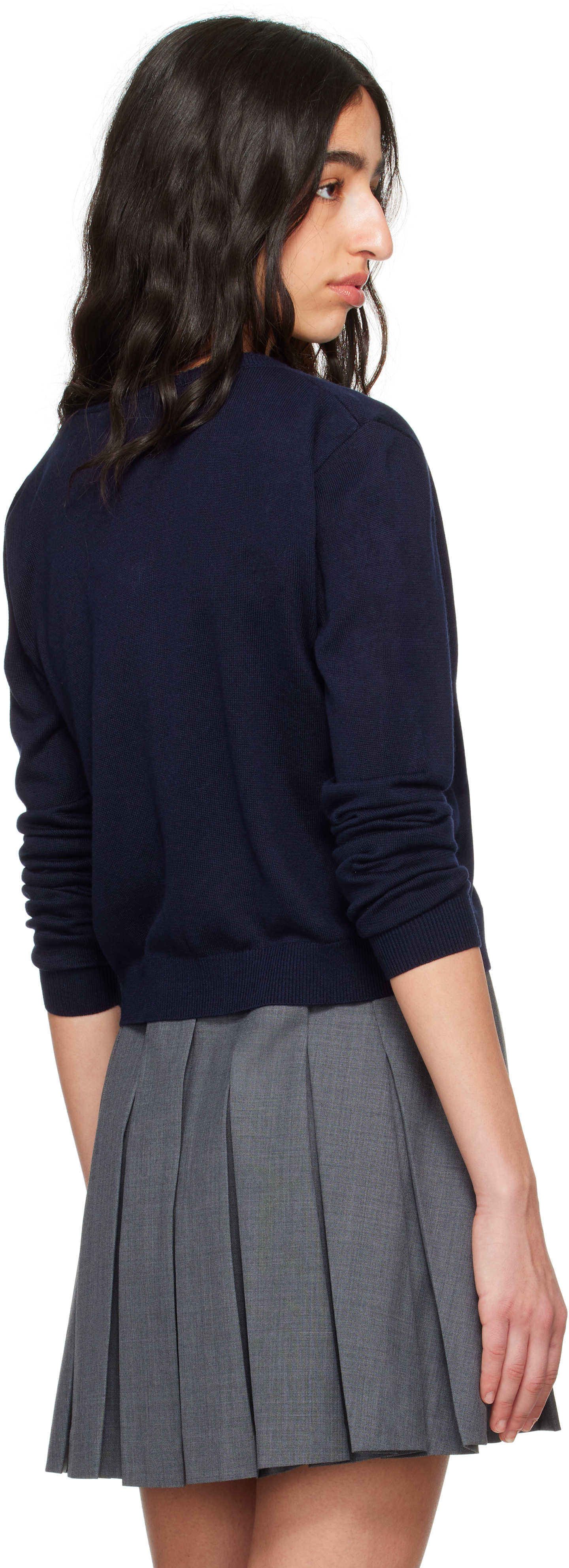 Shushu-tong Navy Logo-stitch Knit Cardigan In Na100 Navy Blue