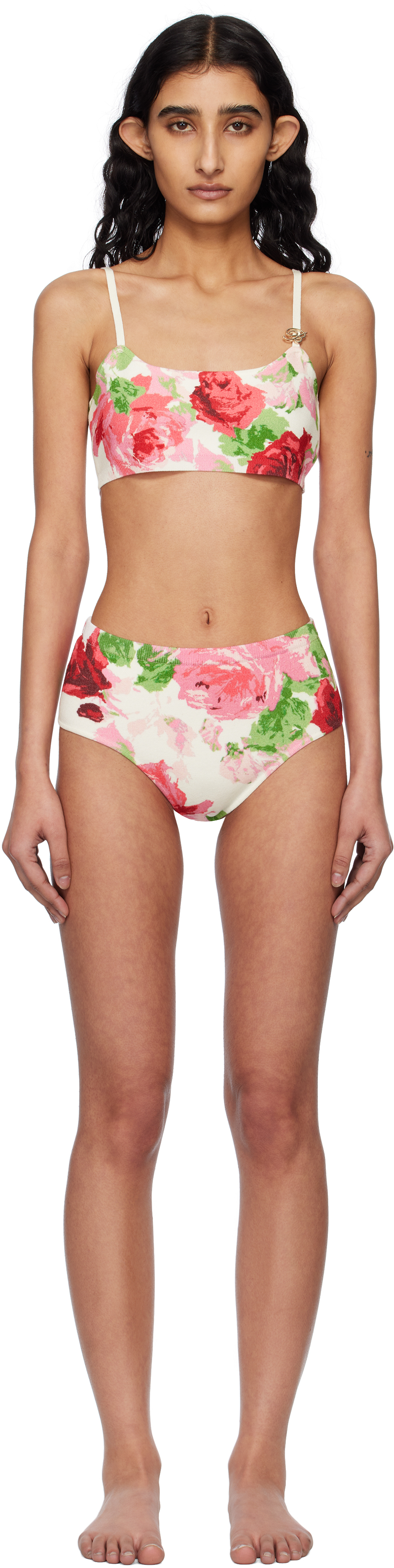 Off-White 
Pink Peony-Printed Viscose Bikini