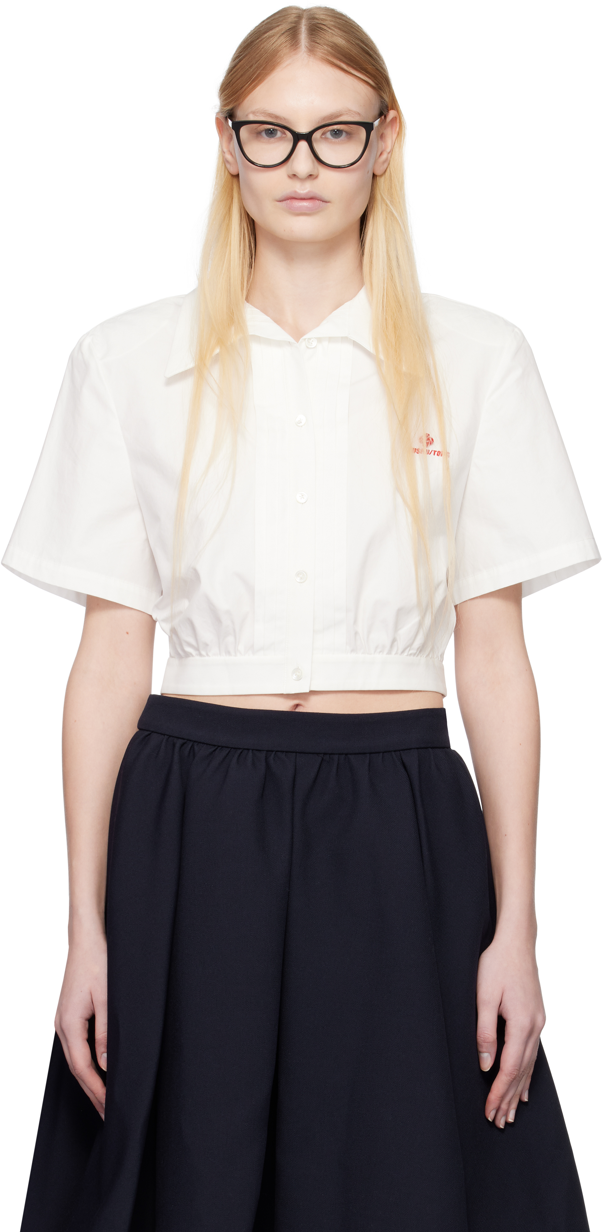 White Short-Sleeved Tuck Shirt