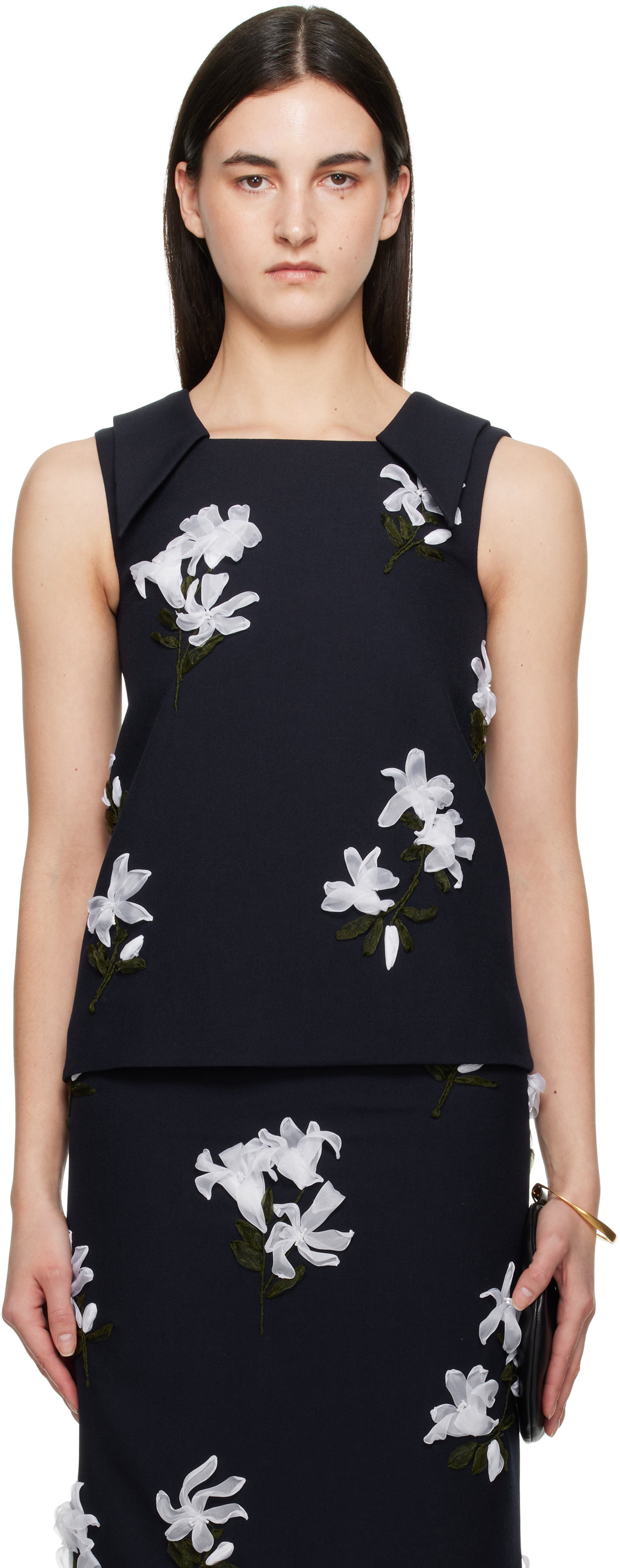 Shop Shushu-tong Navy Lapel Vest Top In Na100 Navy Blue