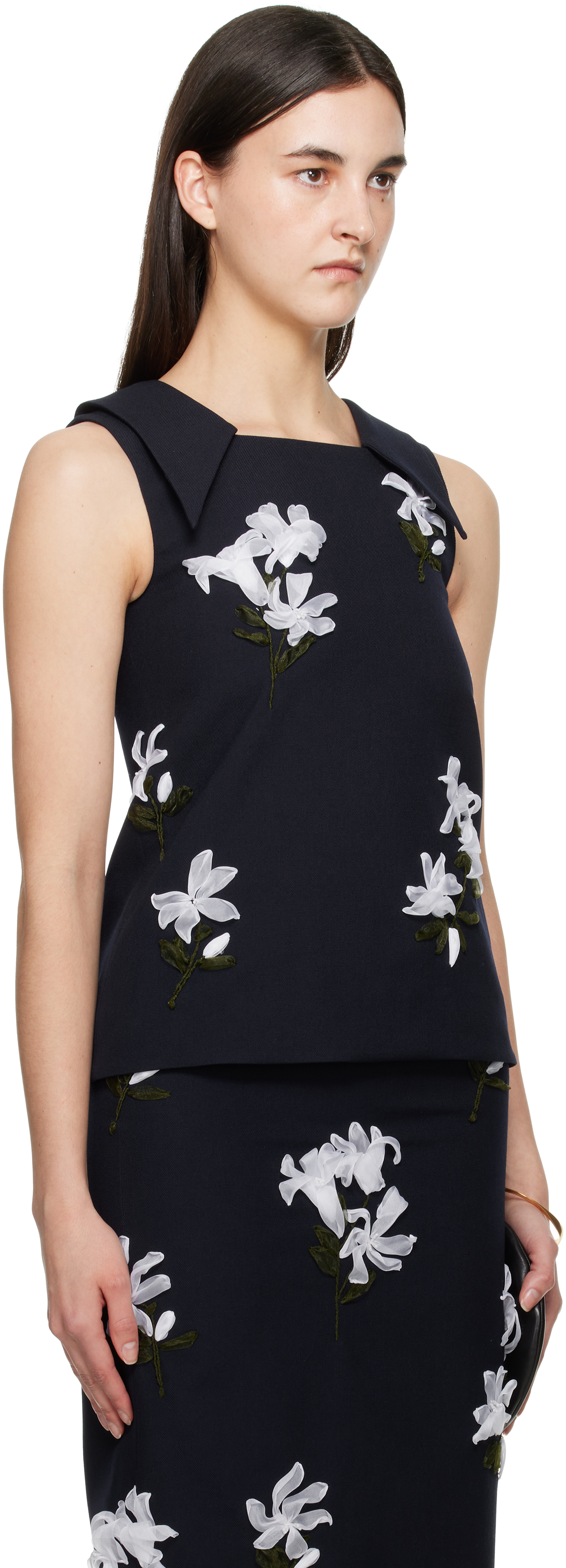 Shop Shushu-tong Navy Lapel Vest Top In Na100 Navy Blue