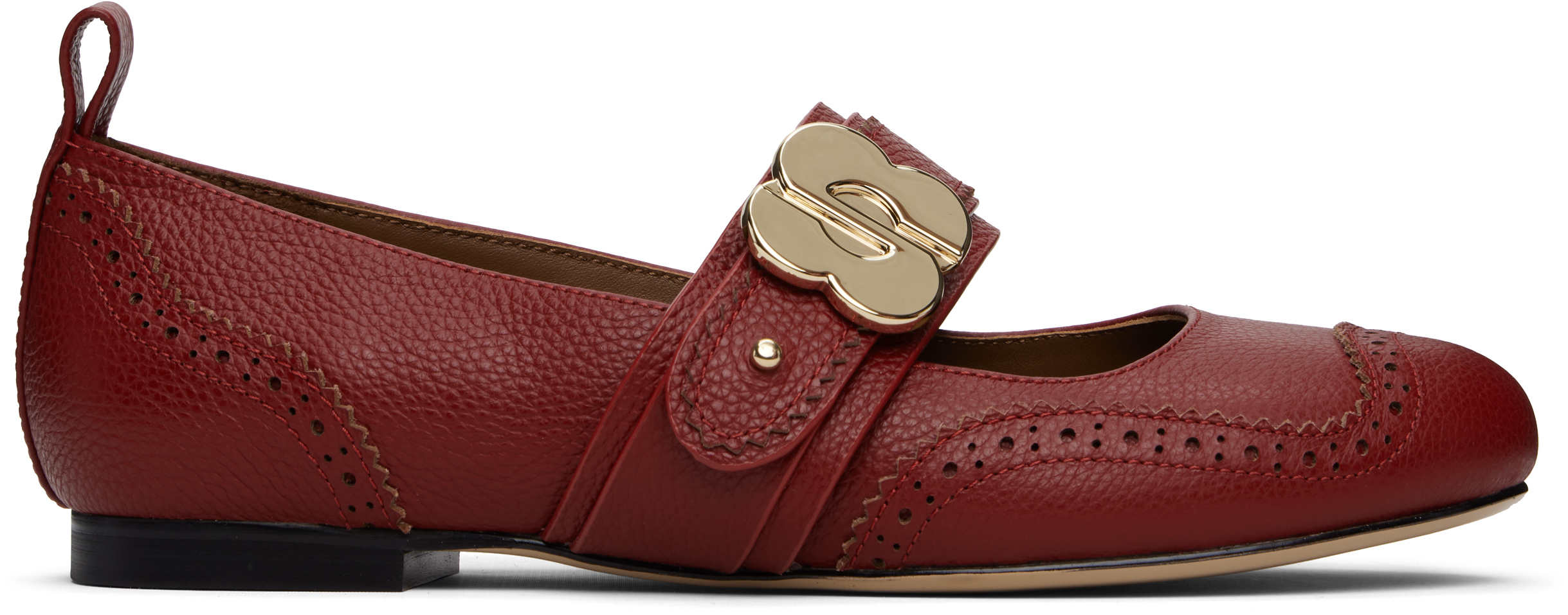 Shushu-tong Red Round-toe Ballerina Flats In Dr100 Deepred