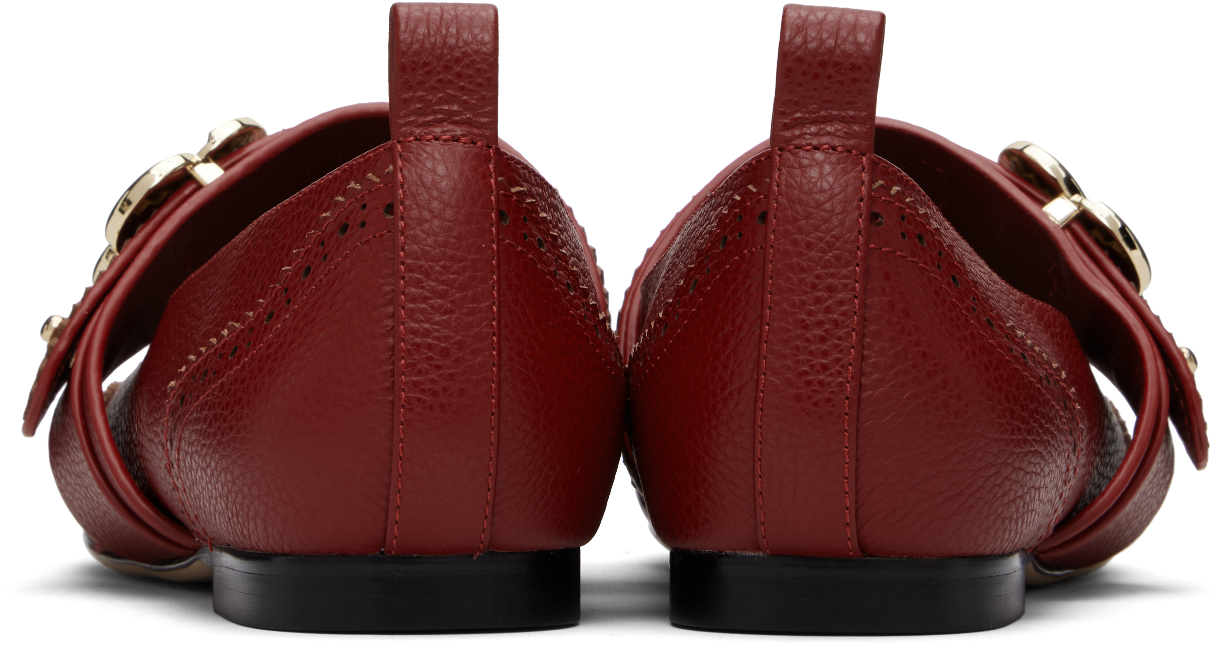 Shushu-tong Red Round-toe Ballerina Flats In Dr100 Deepred