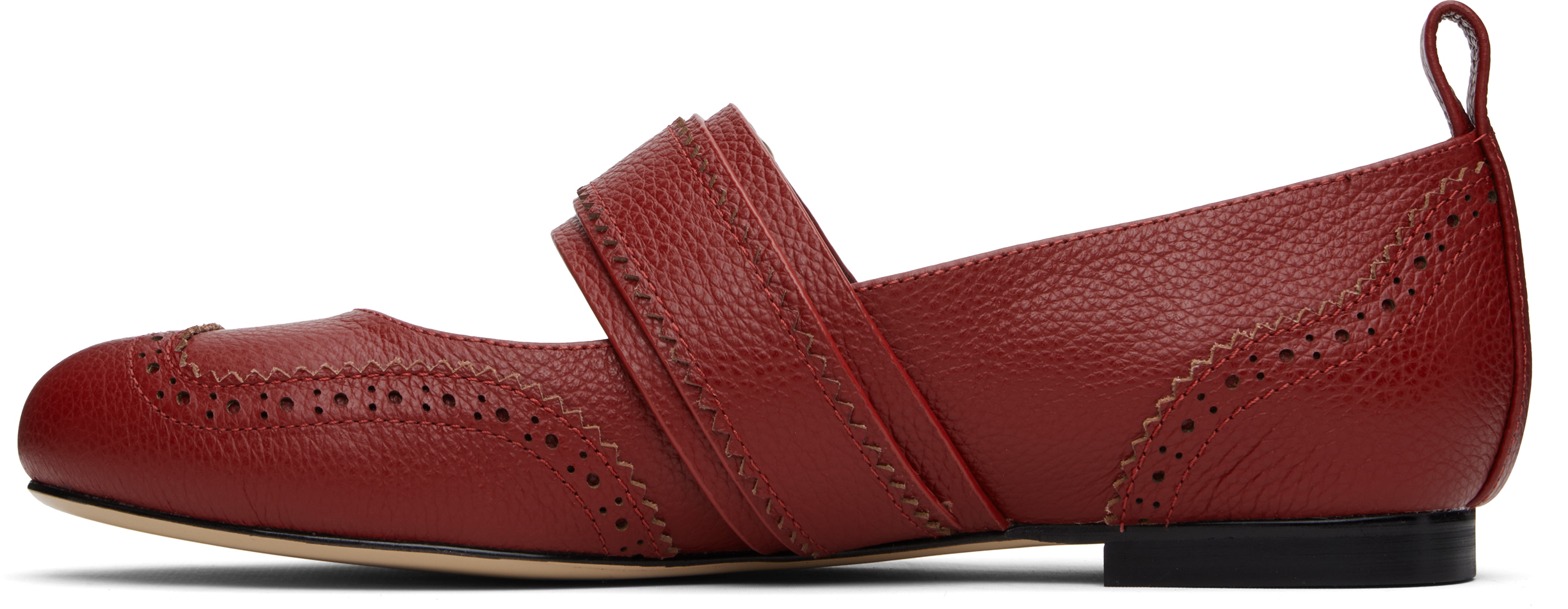 Shushu-tong Red Round-toe Ballerina Flats In Dr100 Deepred