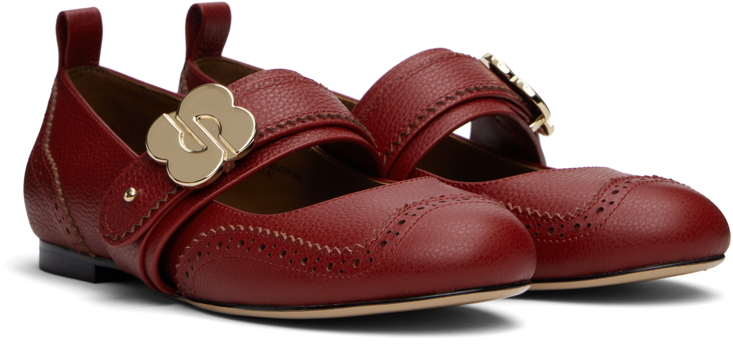 Shushu-tong Red Round-toe Ballerina Flats In Dr100 Deepred