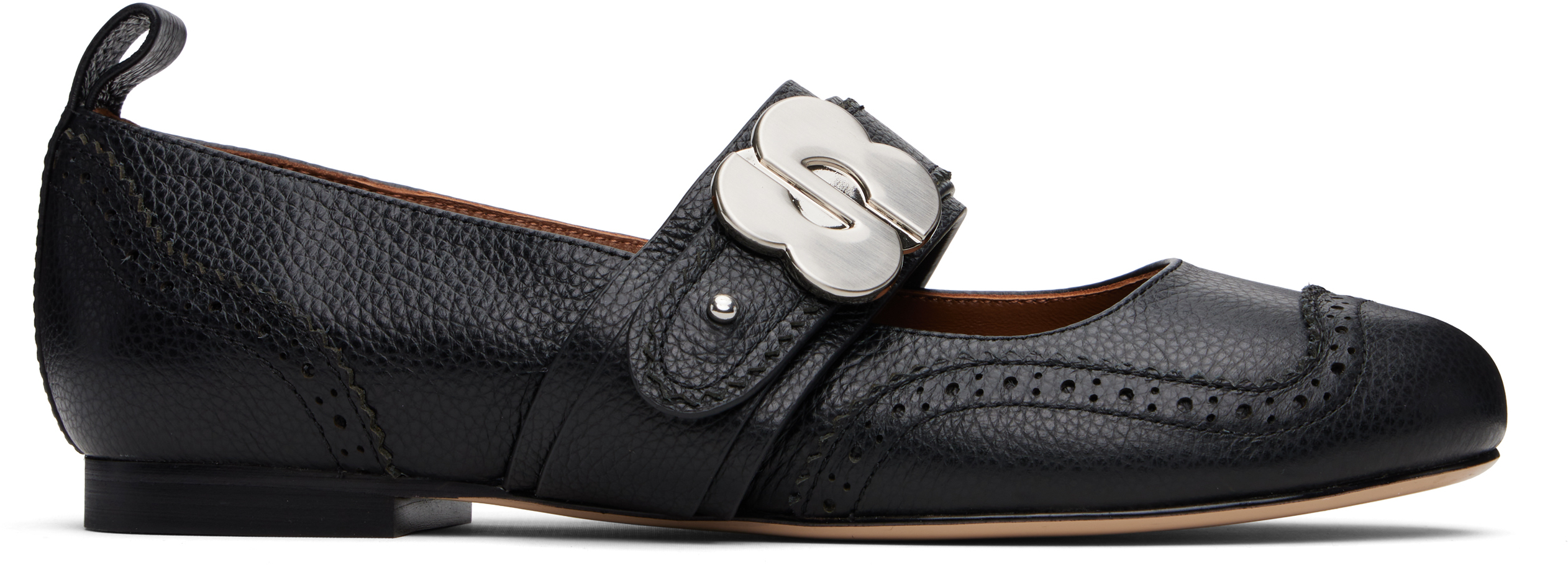 Shushu-tong Black Round-toe Ballerina Flats In Ba100 Black