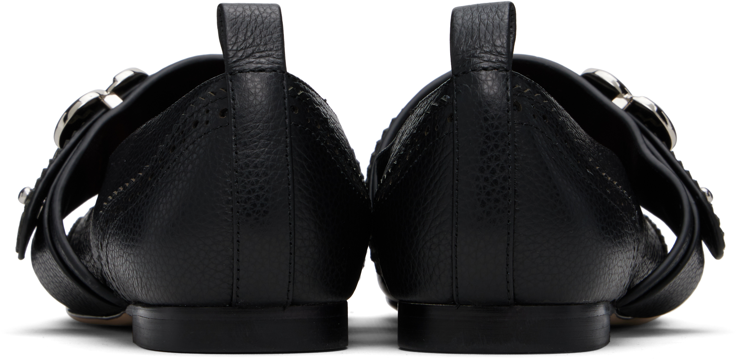 Shushu-tong Black Round-toe Ballerina Flats In Ba100 Black