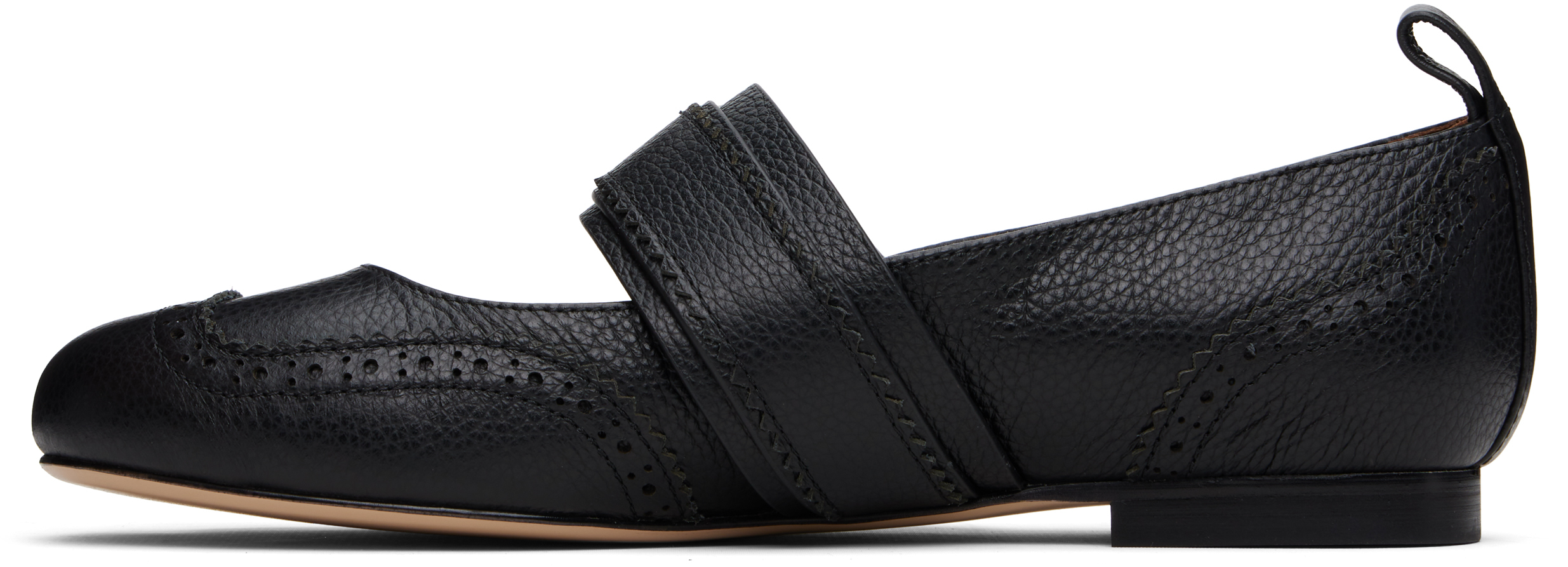 Shushu-tong Black Round-toe Ballerina Flats In Ba100 Black