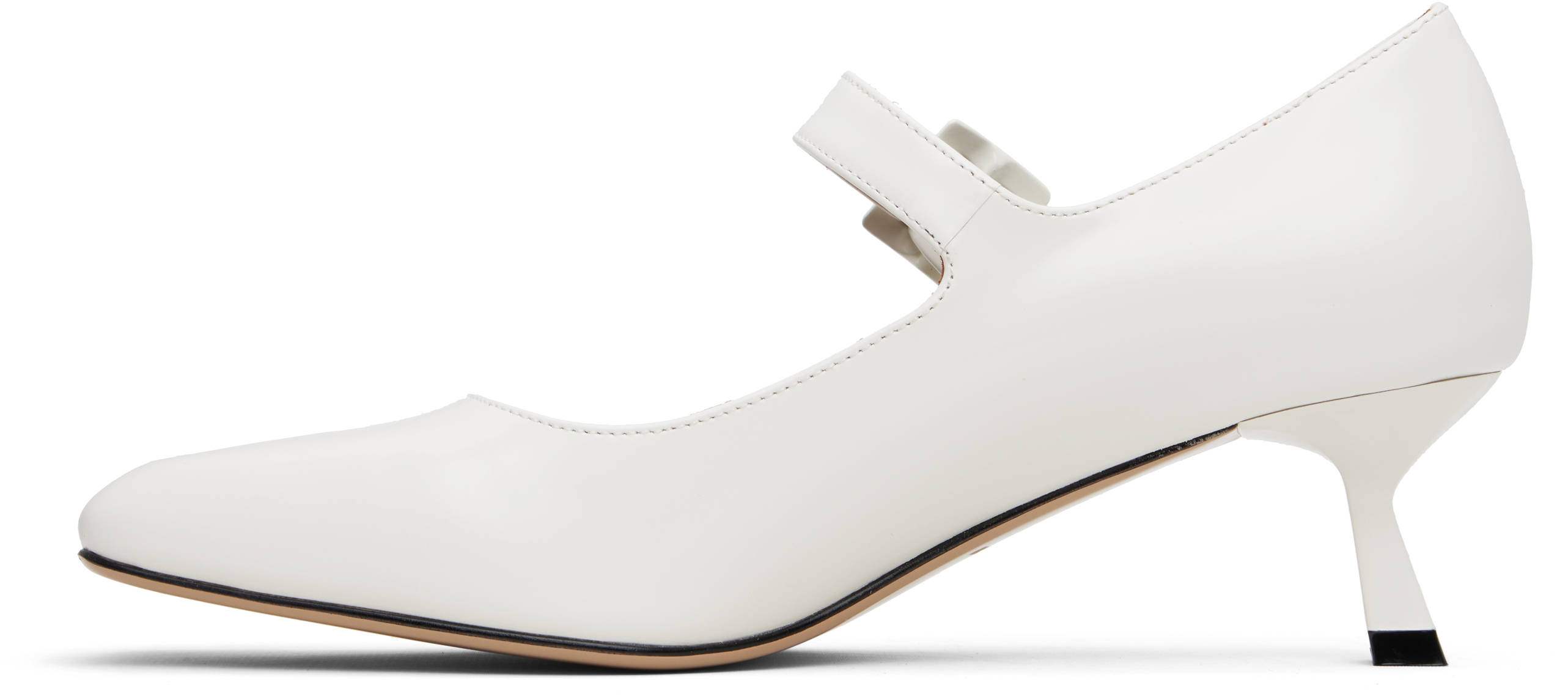 Shushu-tong White Square-toe Mid Heels In Wh100 White