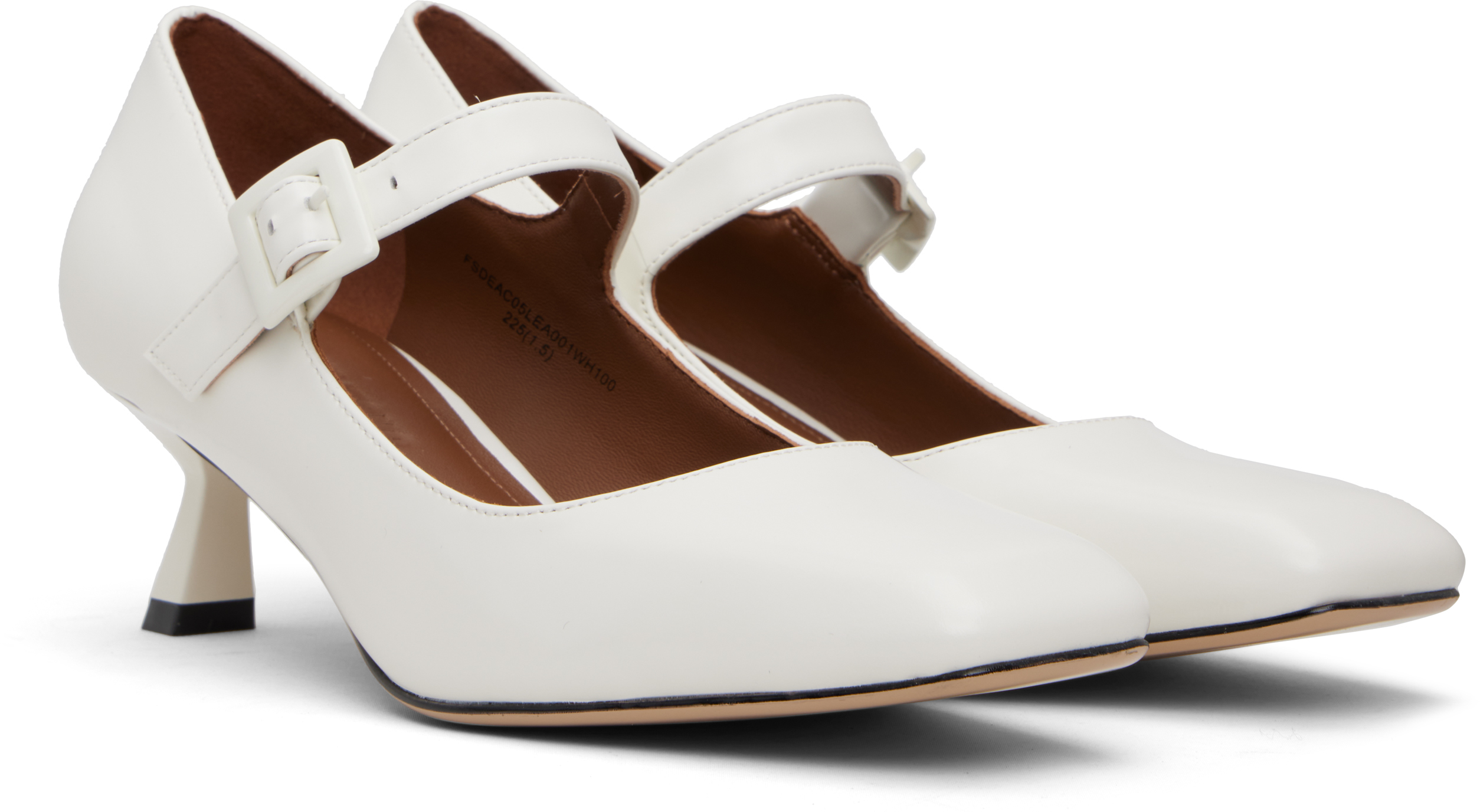 Shushu-tong White Square-toe Mid Heels In Wh100 White
