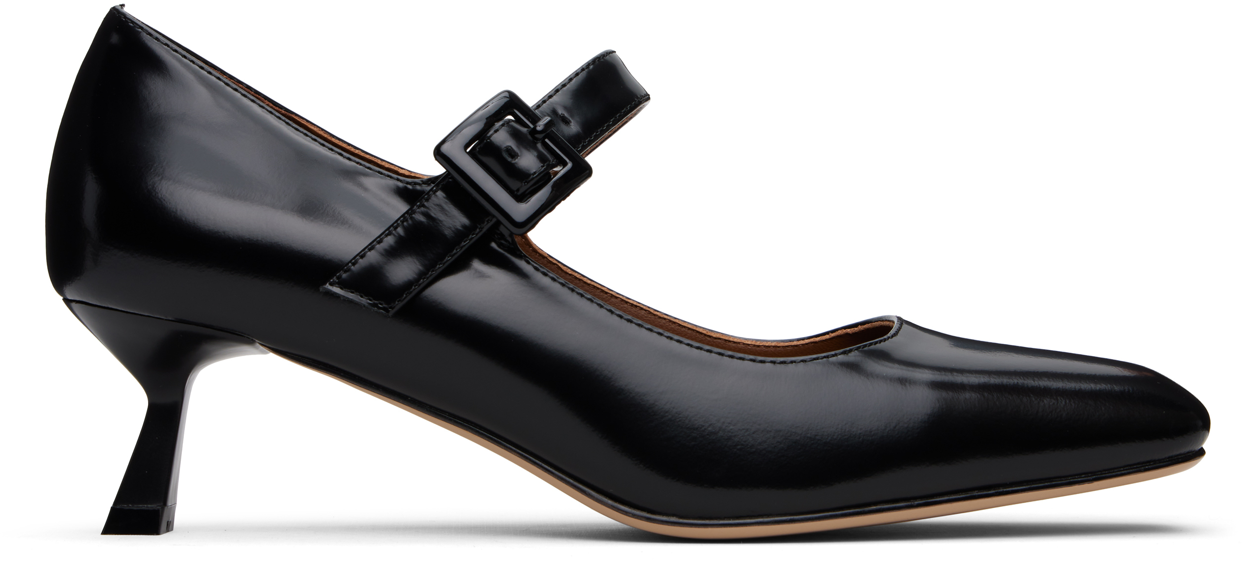 Shushu-tong Black Square-toe Mid Heels In Ba100 Black