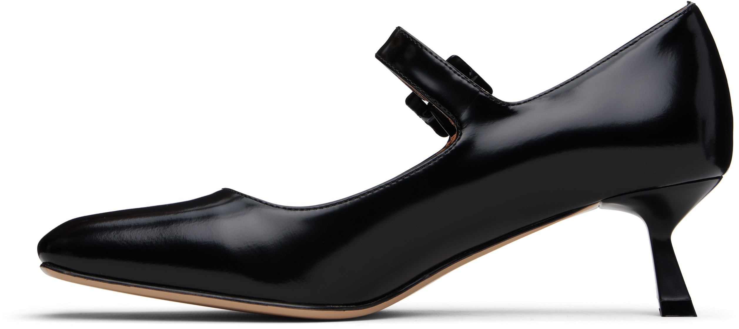 Shushu-tong Black Square-toe Mid Heels In Ba100 Black