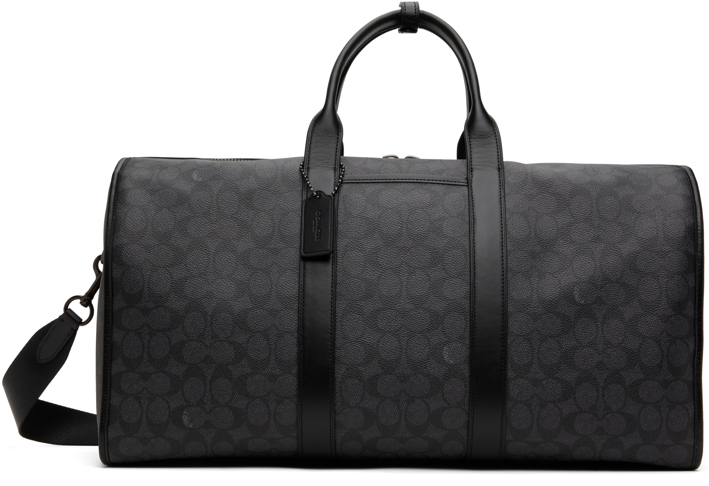 Shop Coach Black Gotham Signature Canvas Duffle Bag In Ji/charcoal