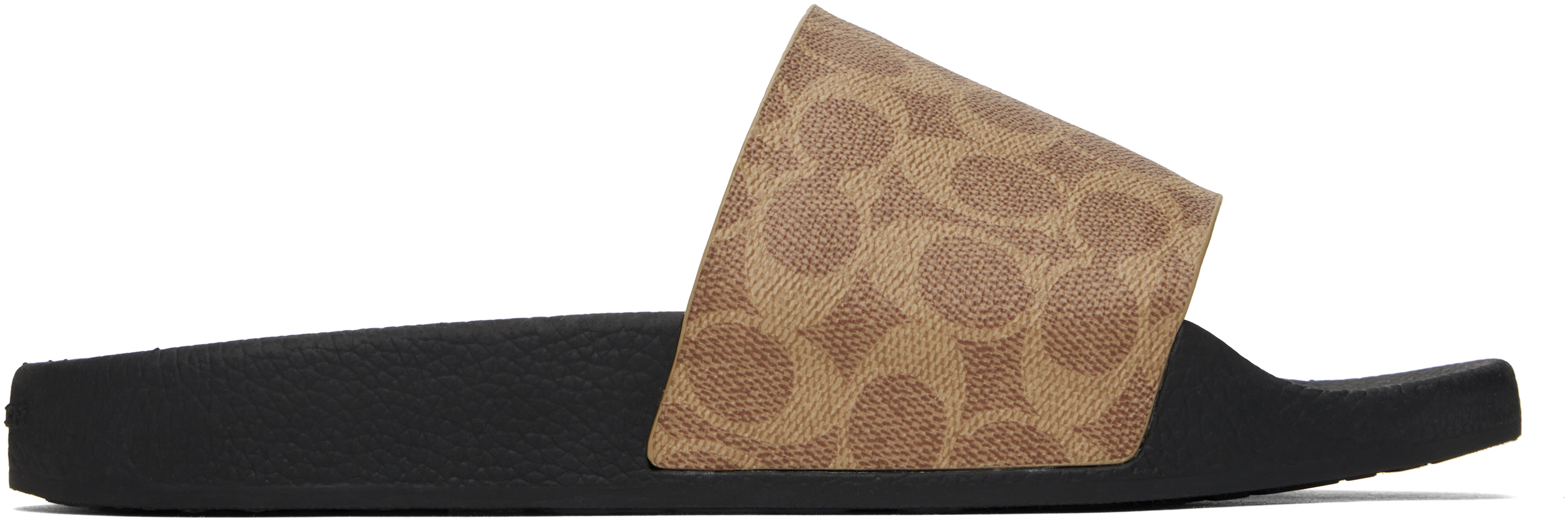 Coach 1941 ブラウン コーティング キャンバス プールスライド Brown Coated Canvas Pool Slides by Coach 1941 on Sale