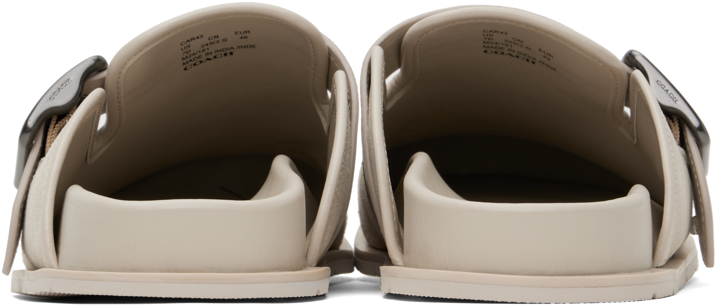 Shop Coach Taupe Buckle Clogs In Steam