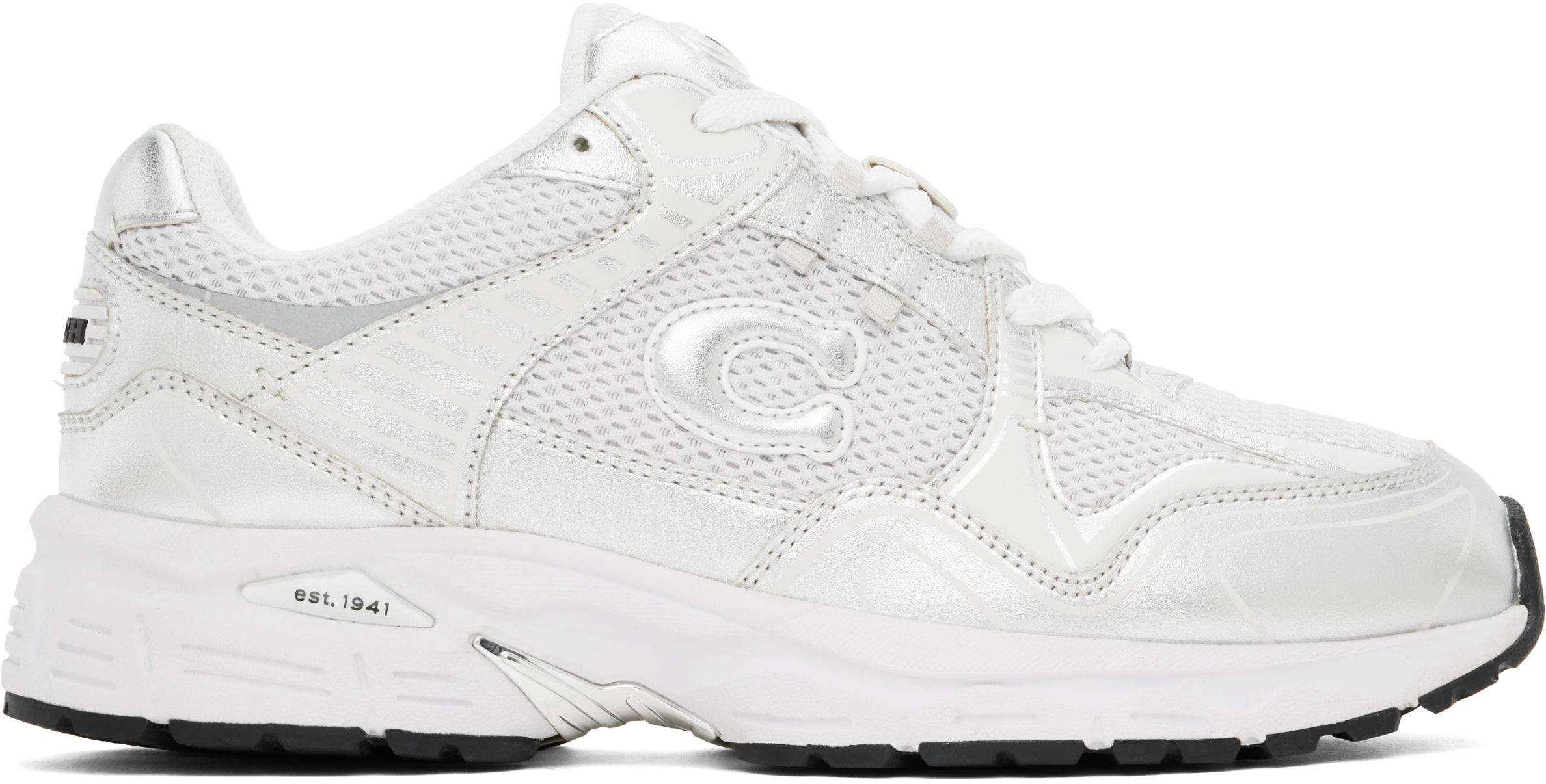 Silver & White C301 Sneakers