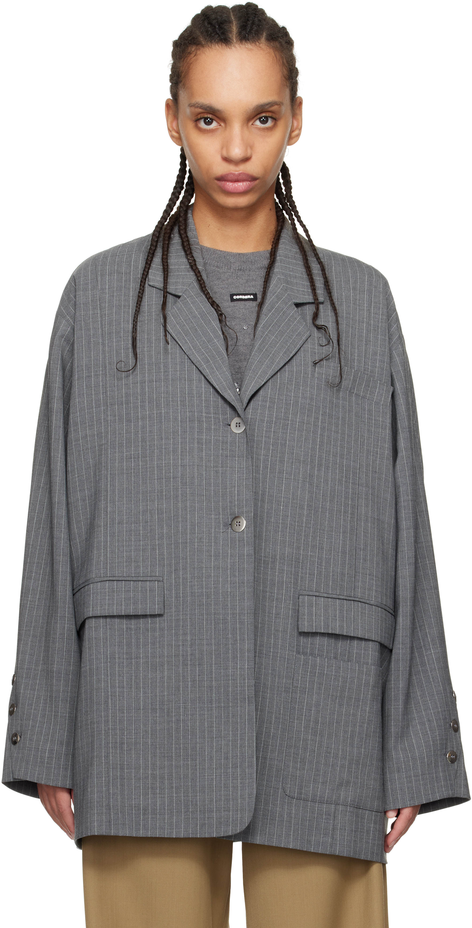 Gray Tailoring Pinstripe Blazer