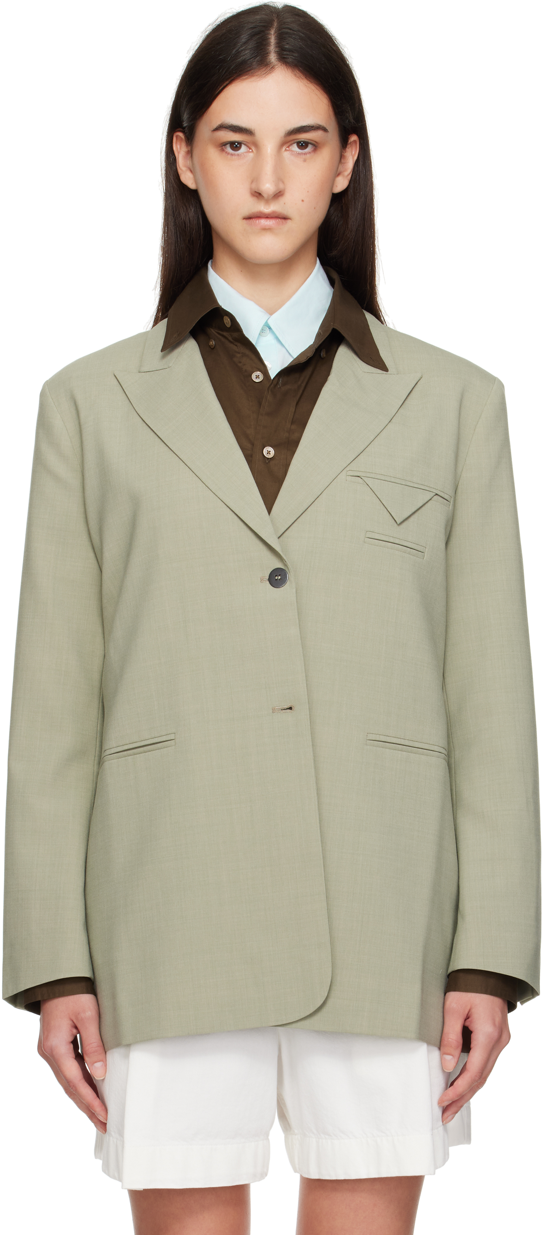 Cordera Virgin Wool-blend Blazer In Green