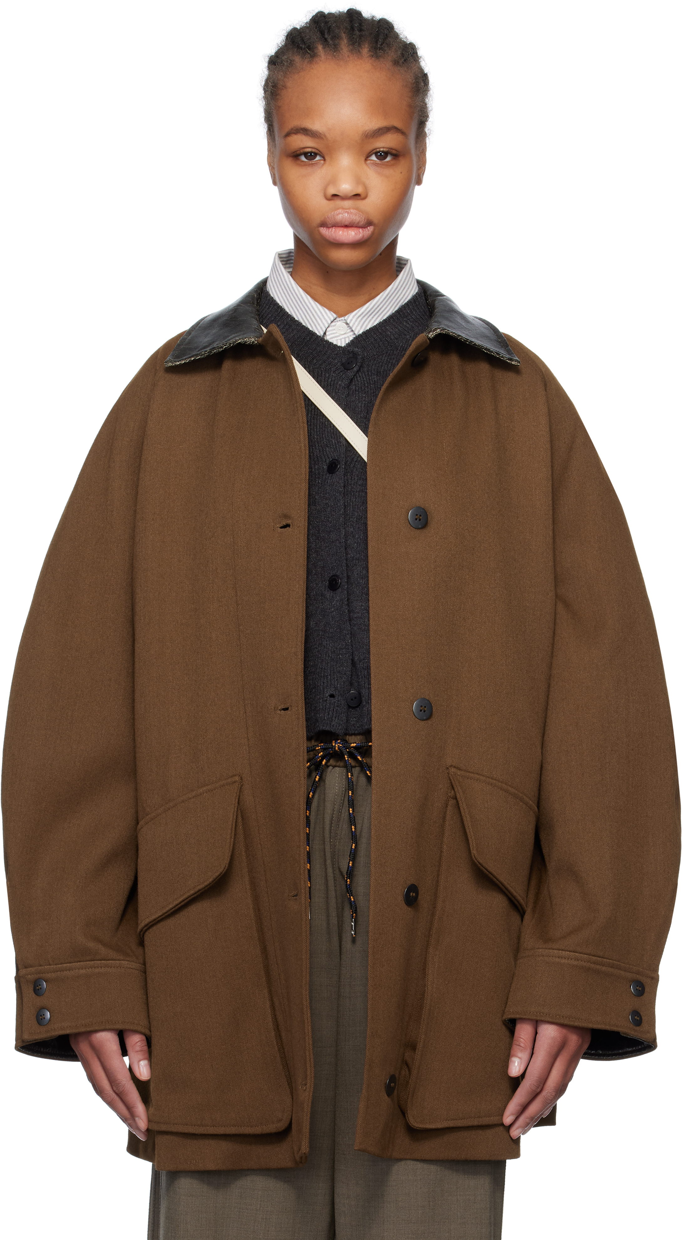 Brown Short Trench Jacket