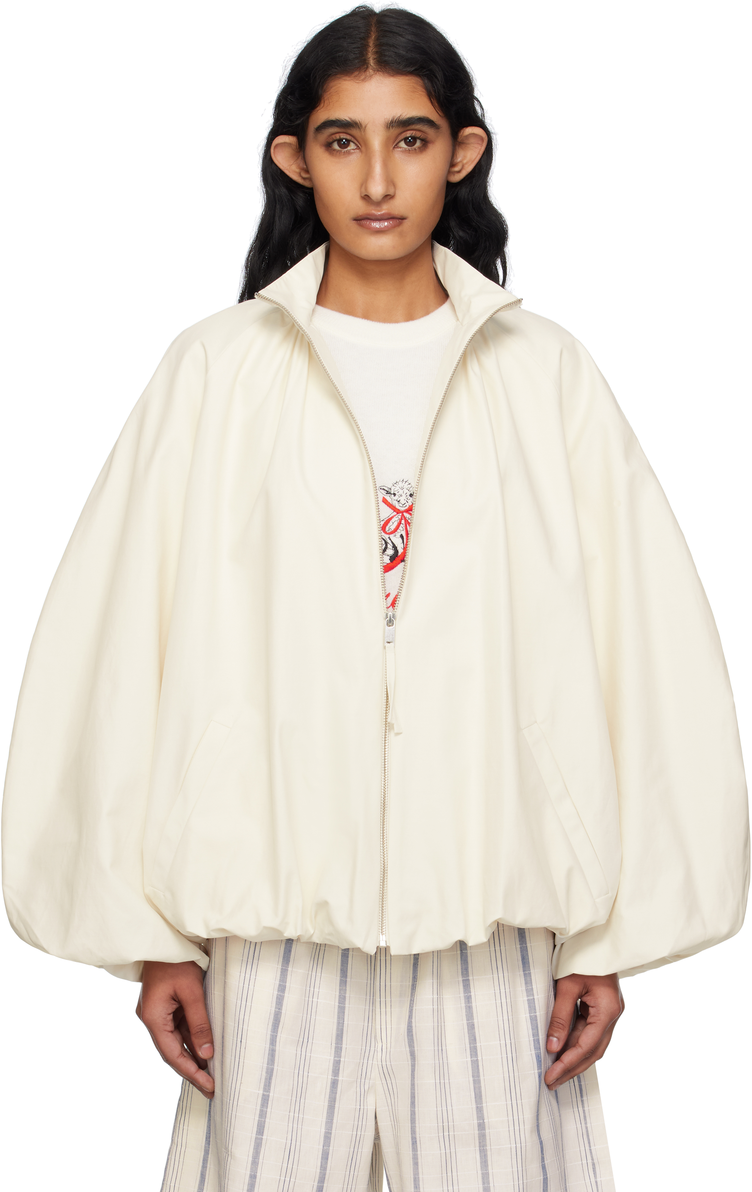White Utility Balloon Jacket