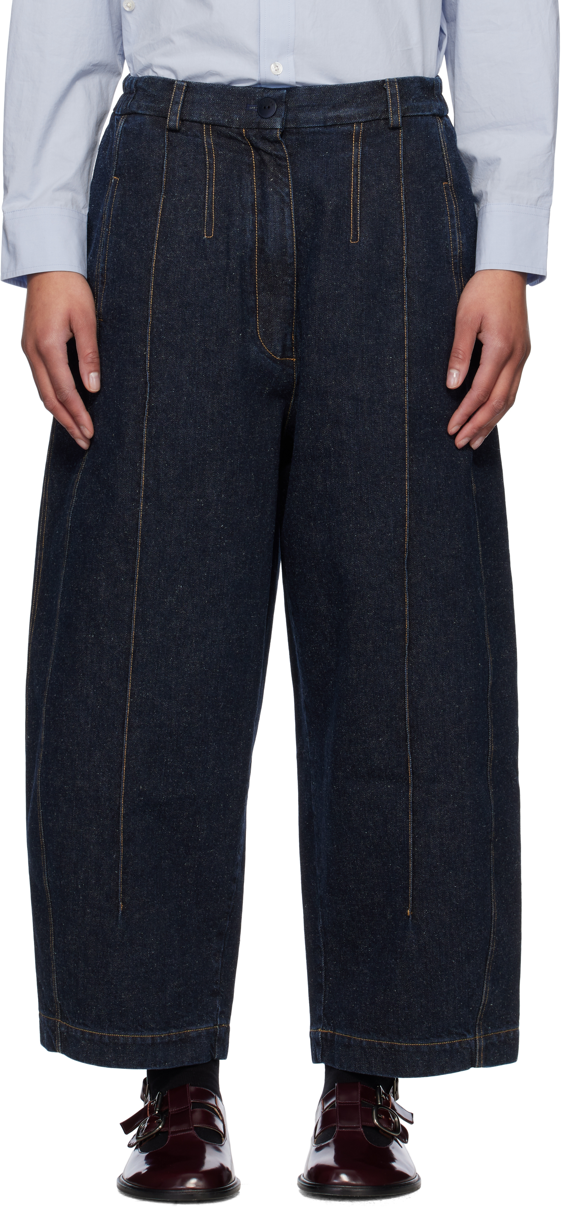 Blue Seam Curved Jeans