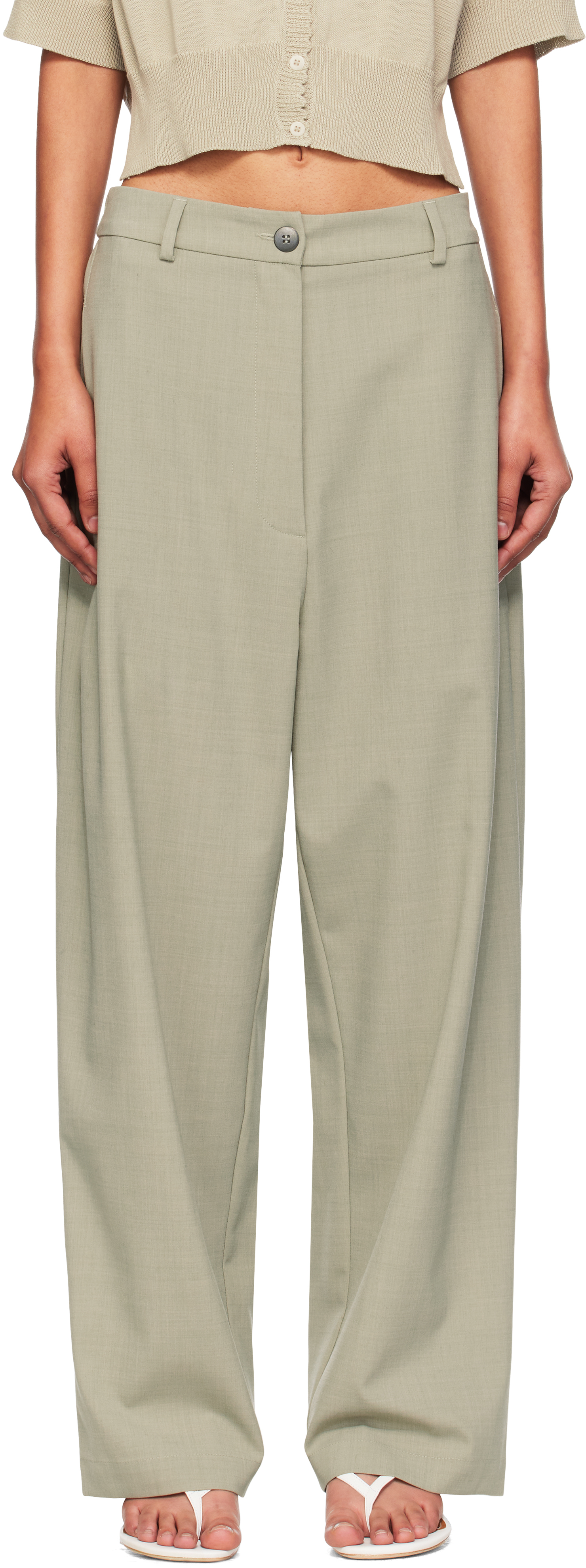 Green Wide-Leg Trousers
