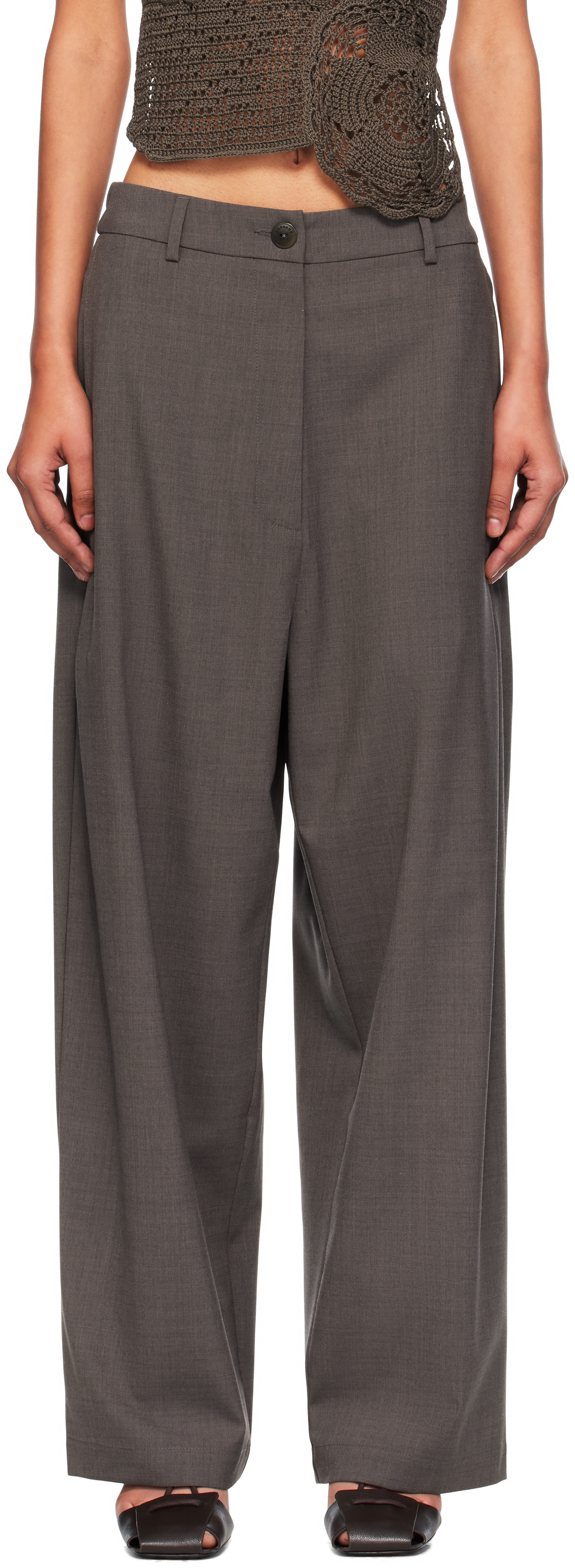Brown Wide-Leg Trousers