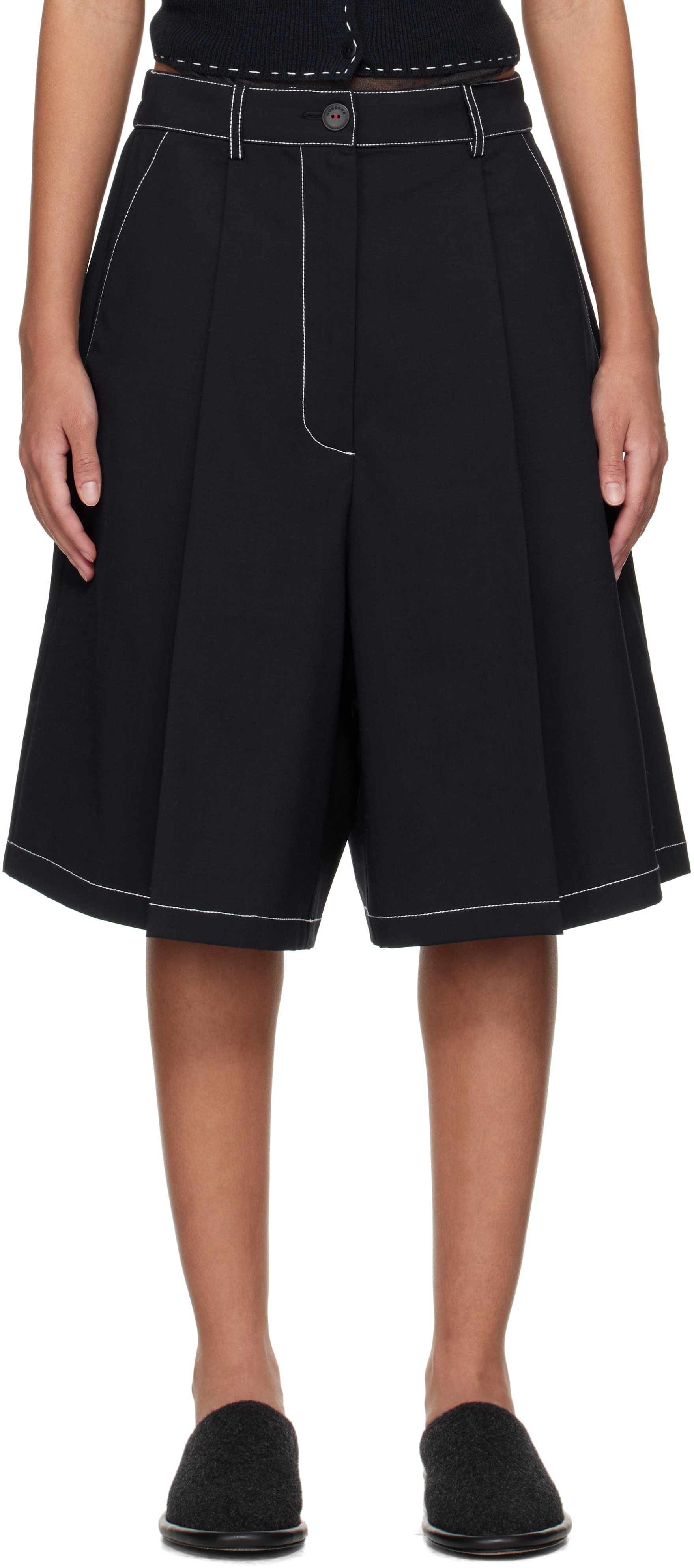 Navy Tailoring Stitched Bermuda Shorts