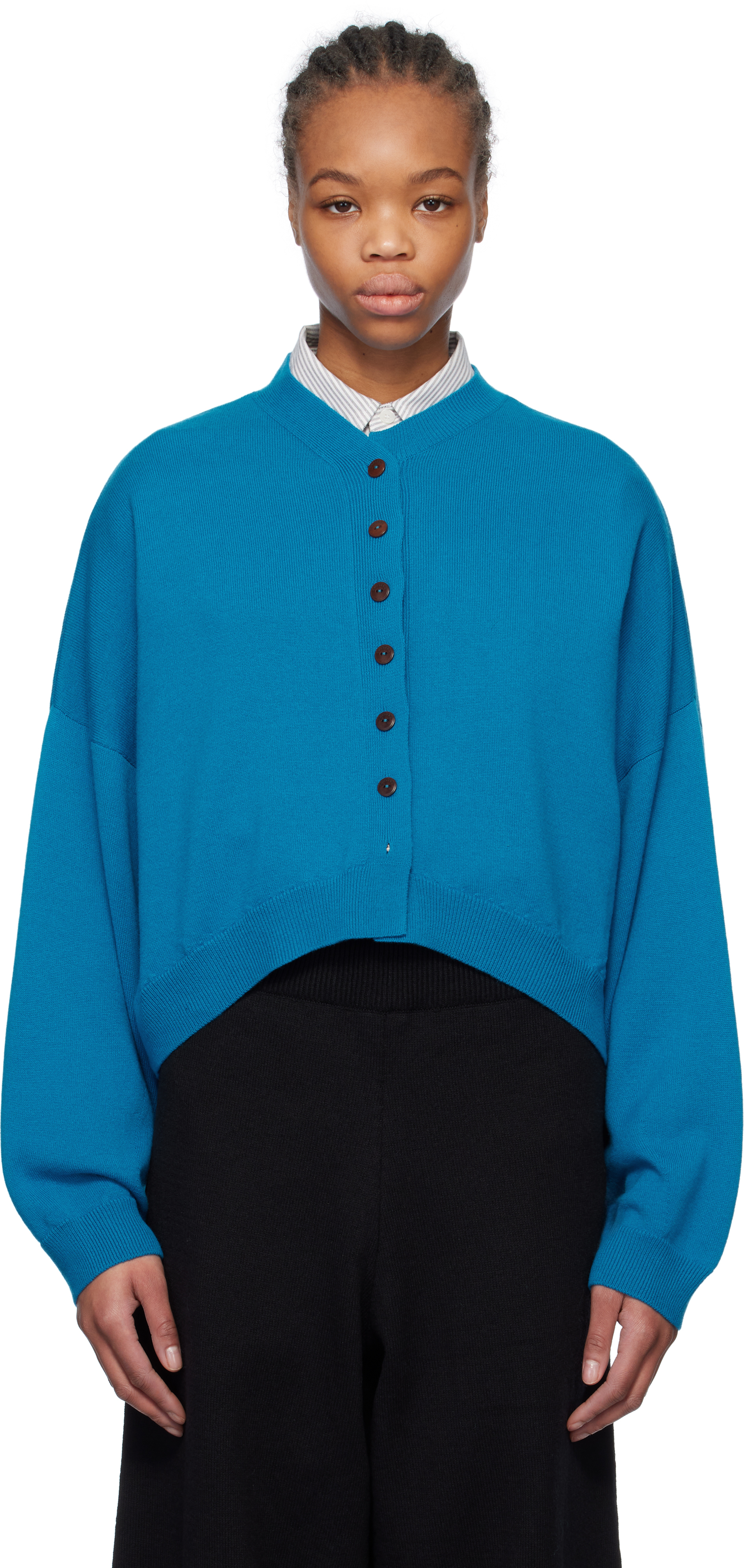 Blue Merino Wool Cardigan