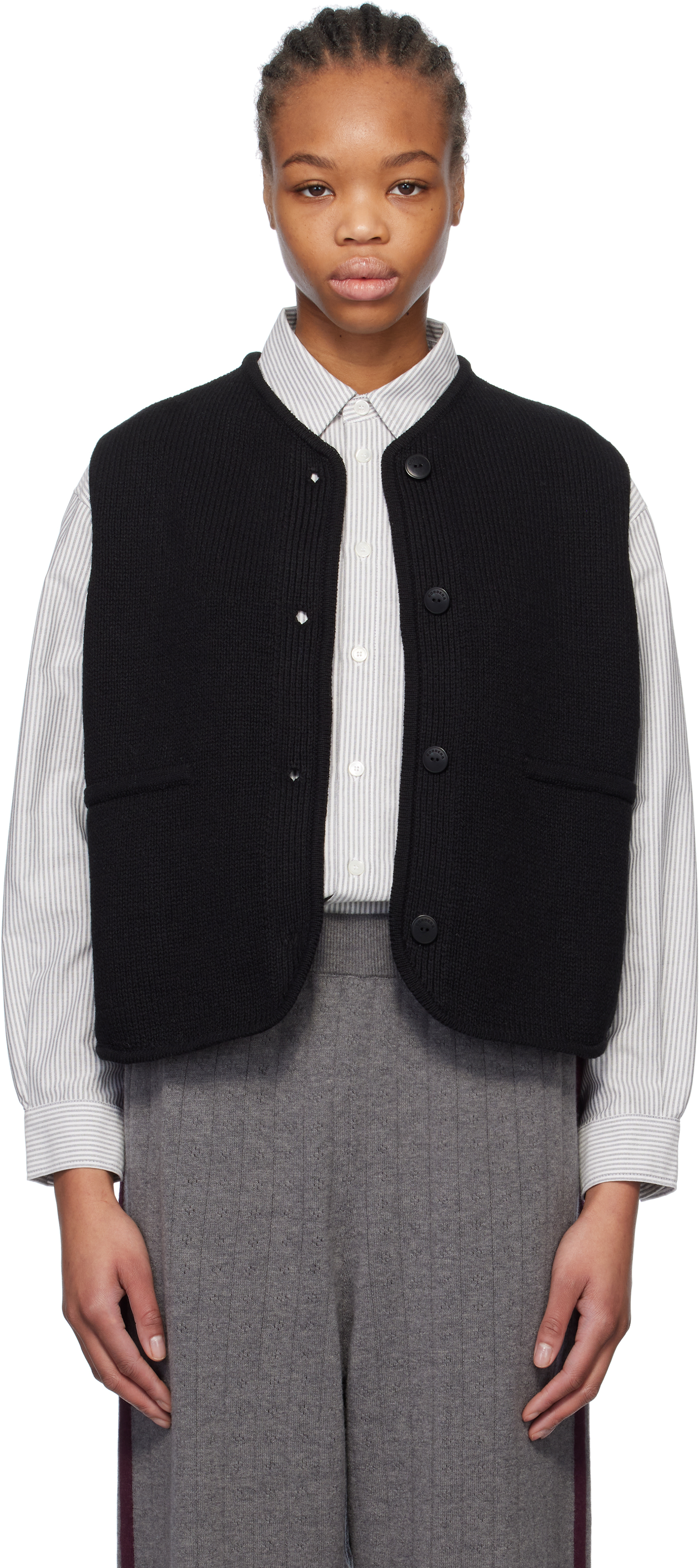 Black Boxy Cotton Vest