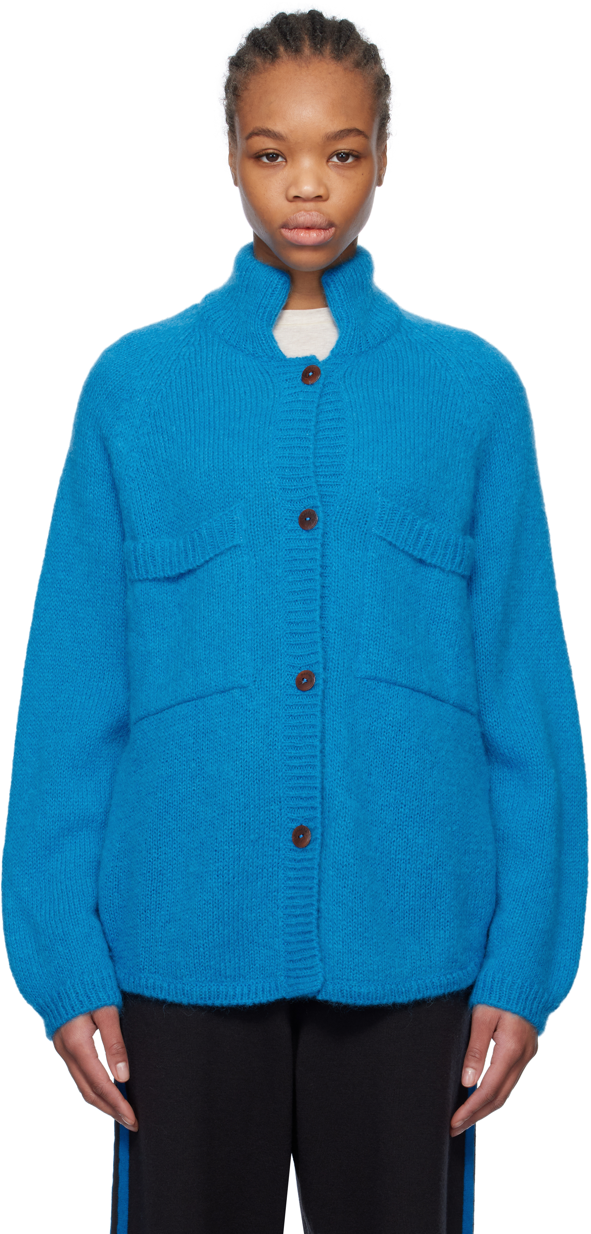 Shop Cordera Blue Mohair & Baby Alpaca Cardigan In Ceruleo