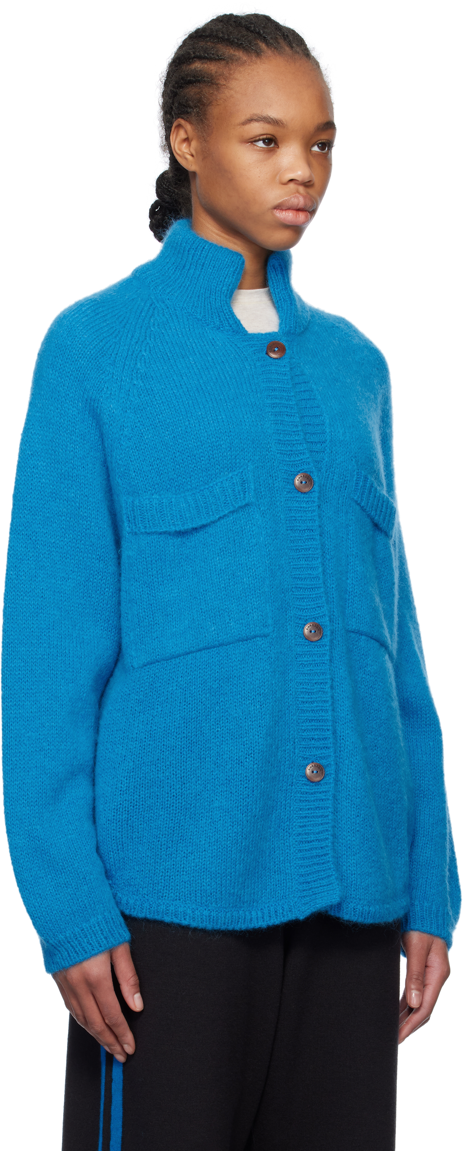 Shop Cordera Blue Mohair & Baby Alpaca Cardigan In Ceruleo