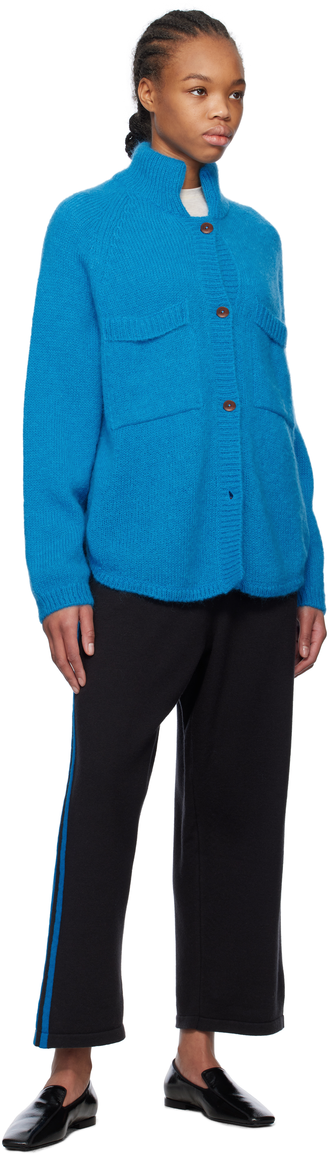 Shop Cordera Blue Mohair & Baby Alpaca Cardigan In Ceruleo