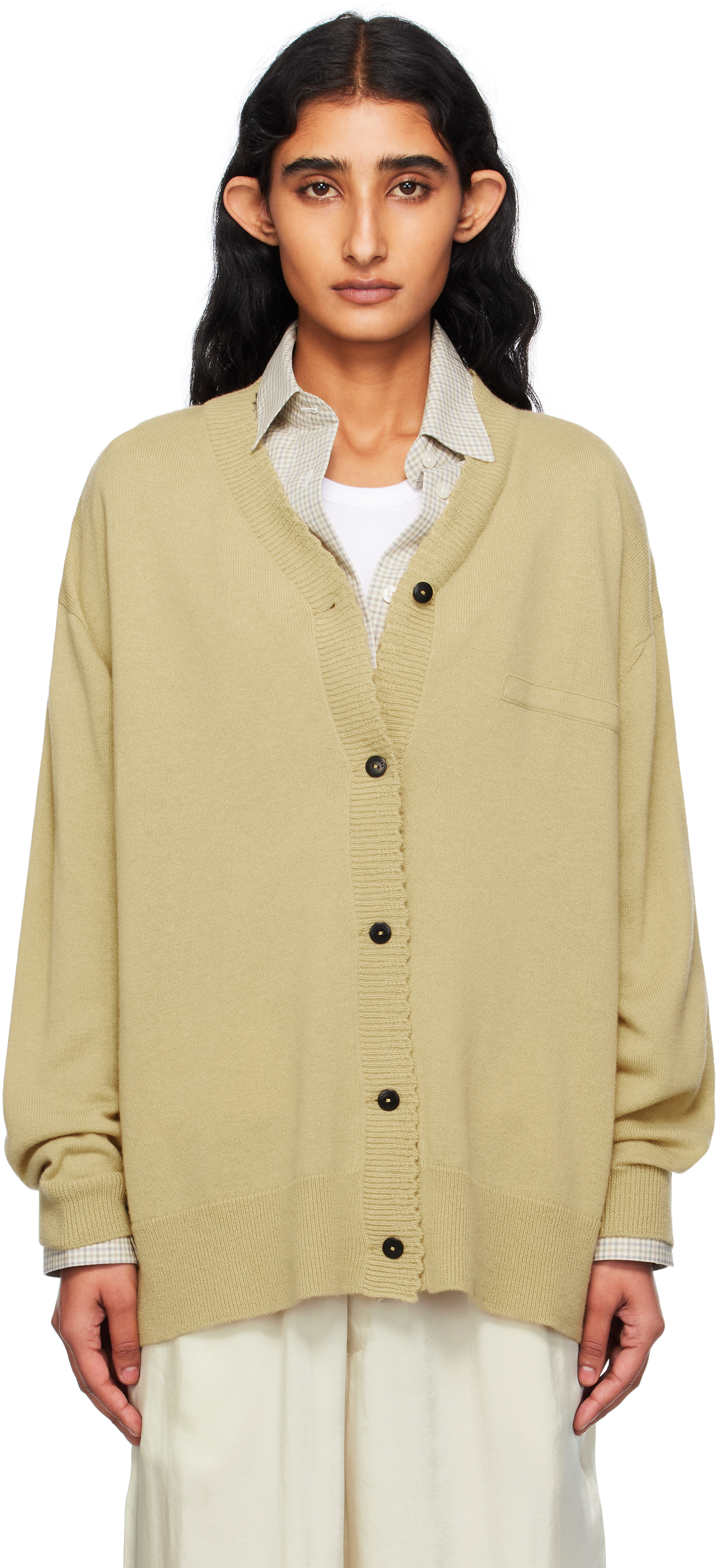 Yellow Merino Wool Classic Cardigan