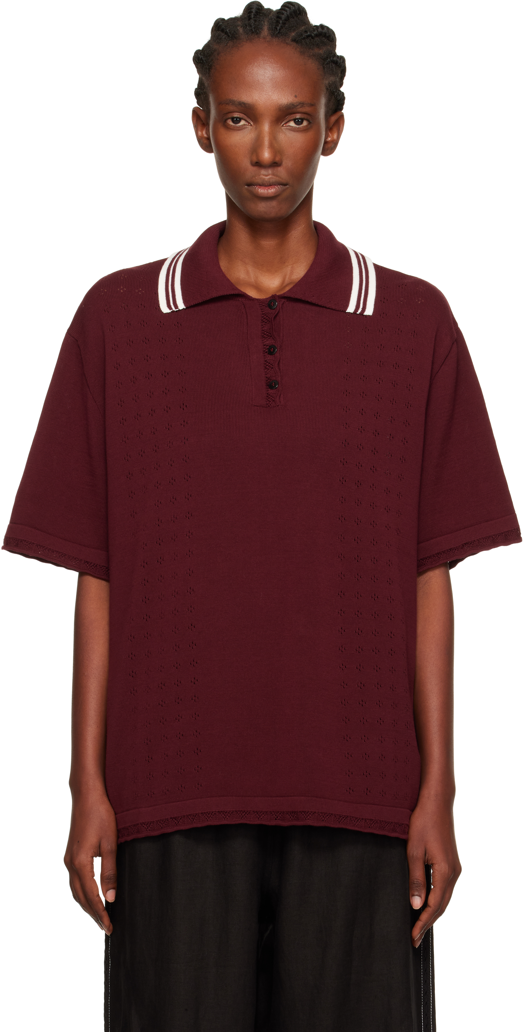 Cordera Burgundy Organic Cotton Pointelle Polo