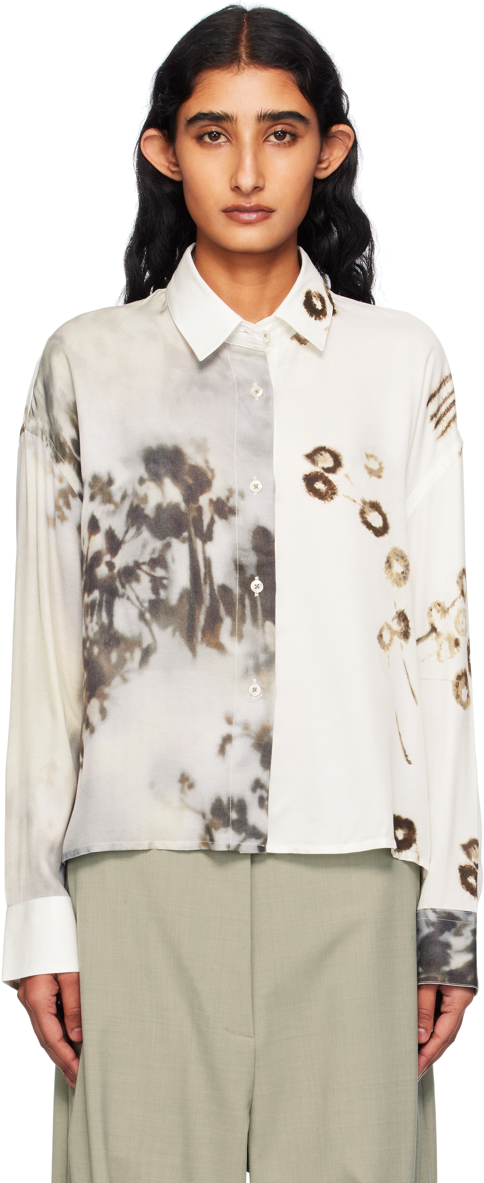 Cordera White Printed Classic Shirt In Pink