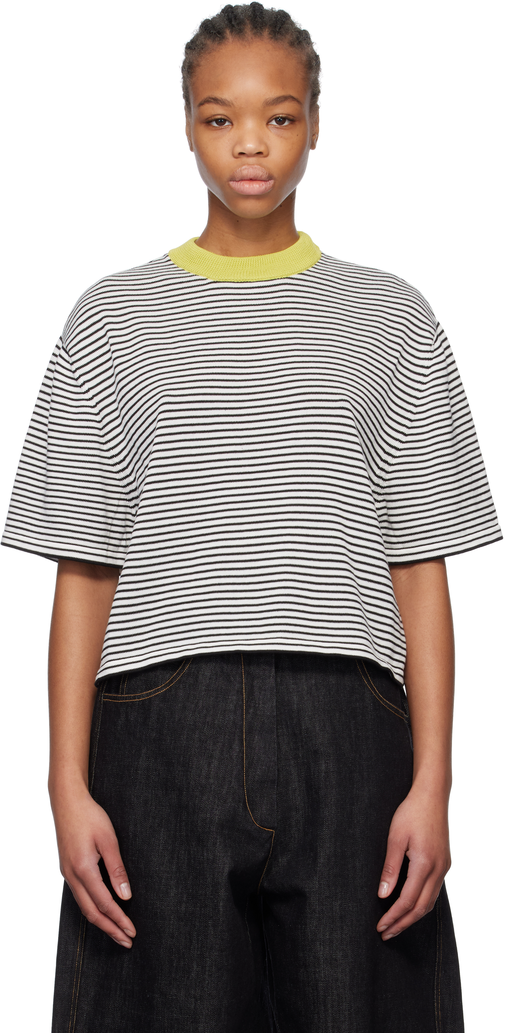 Black & White Cotton Striped T-shirt