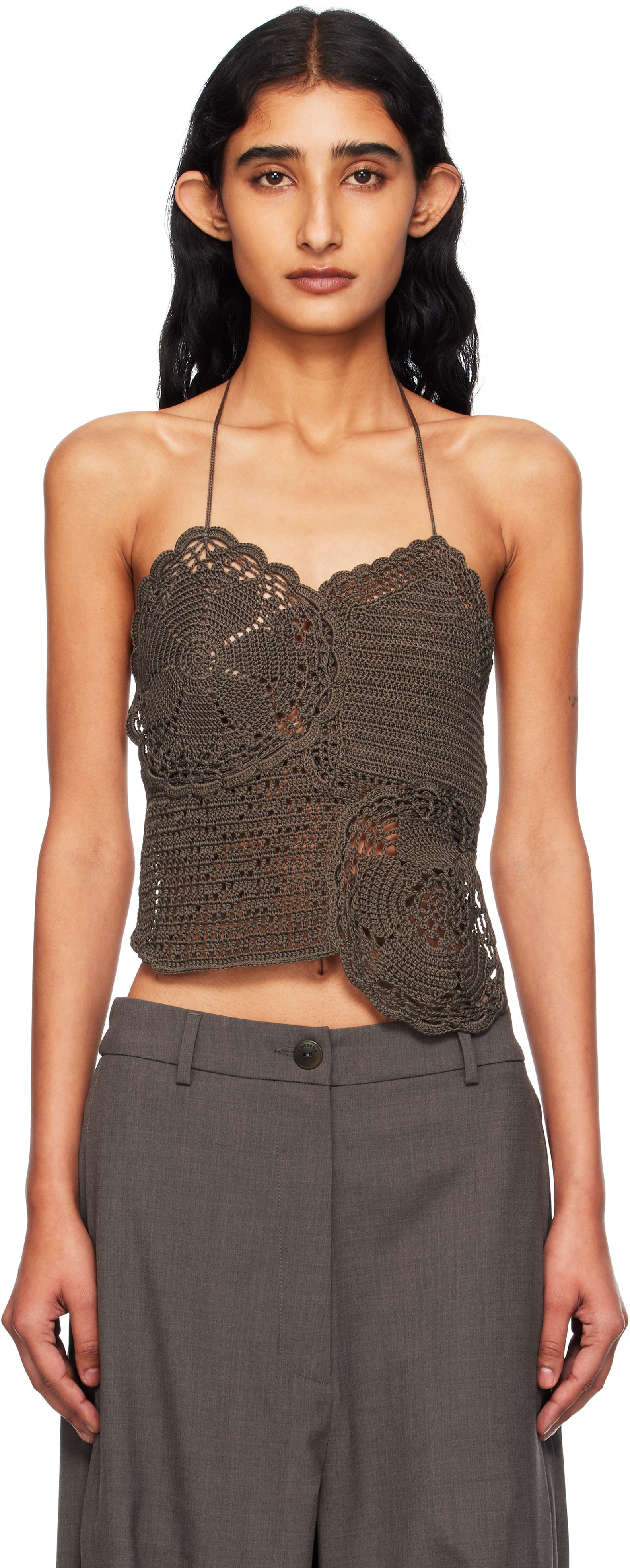 Brown Hand-Crochet Top