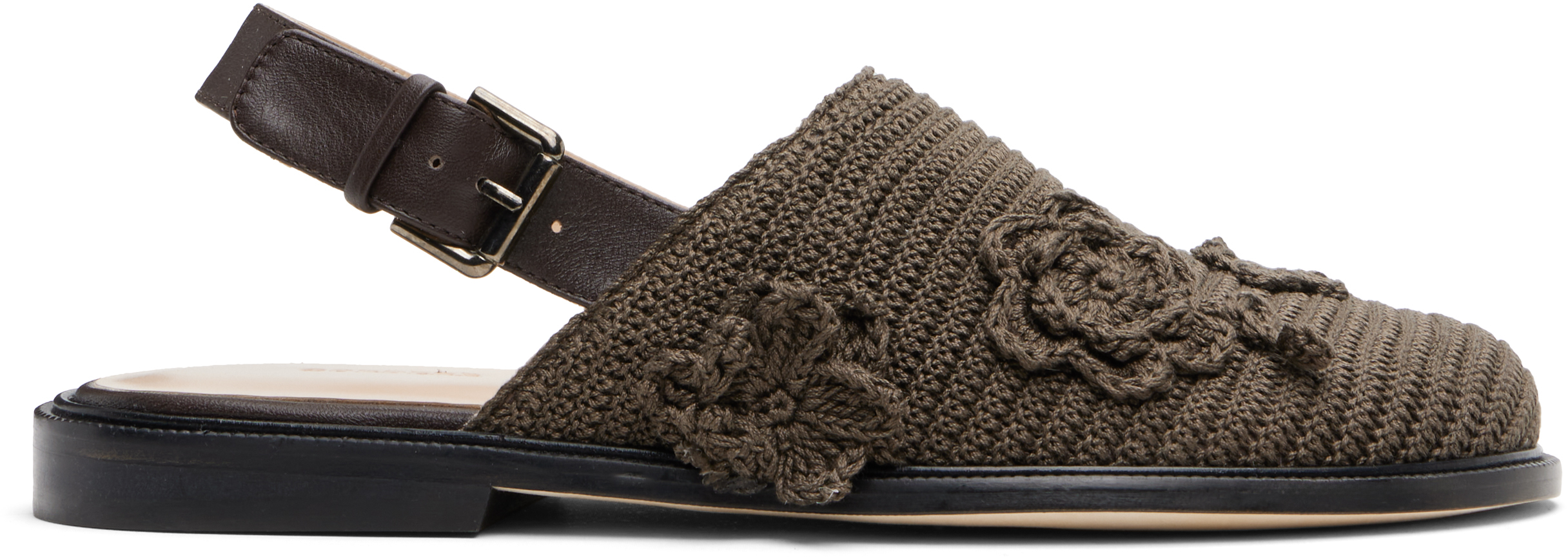 Brown Crochet Mule Loafers