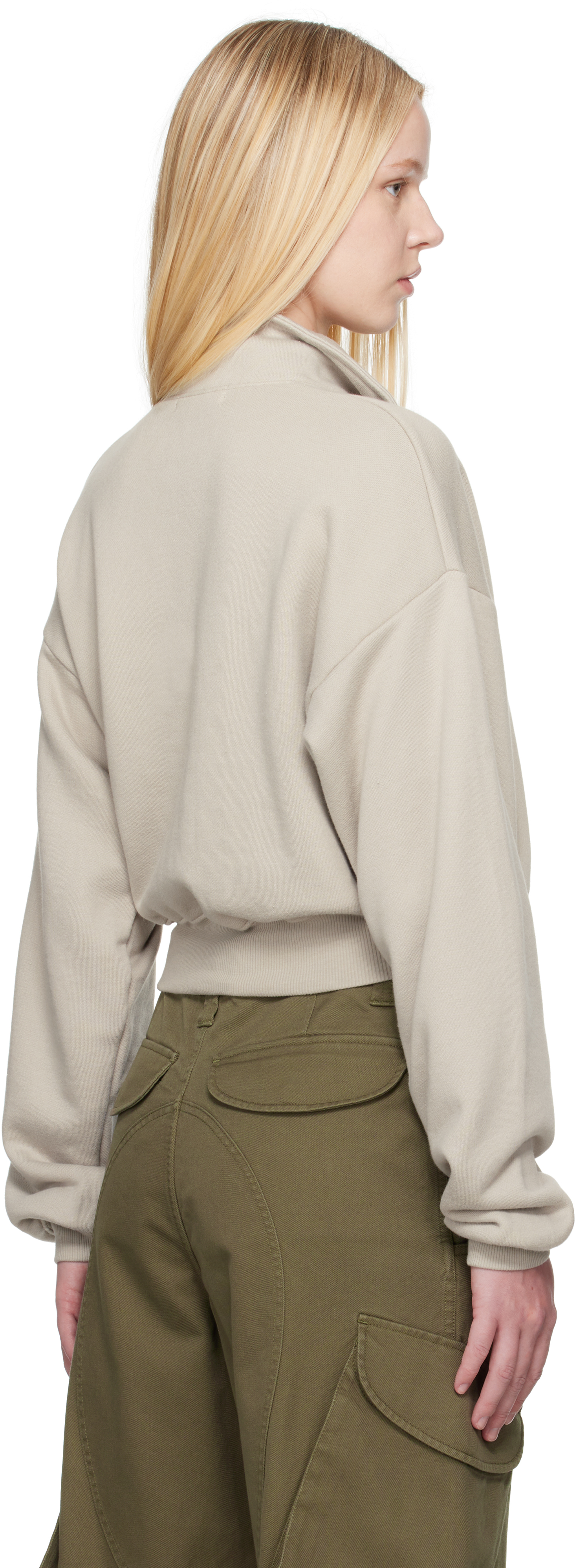 Shop Éterne Gray Cropped Half-zip Sweatshirt In Dove