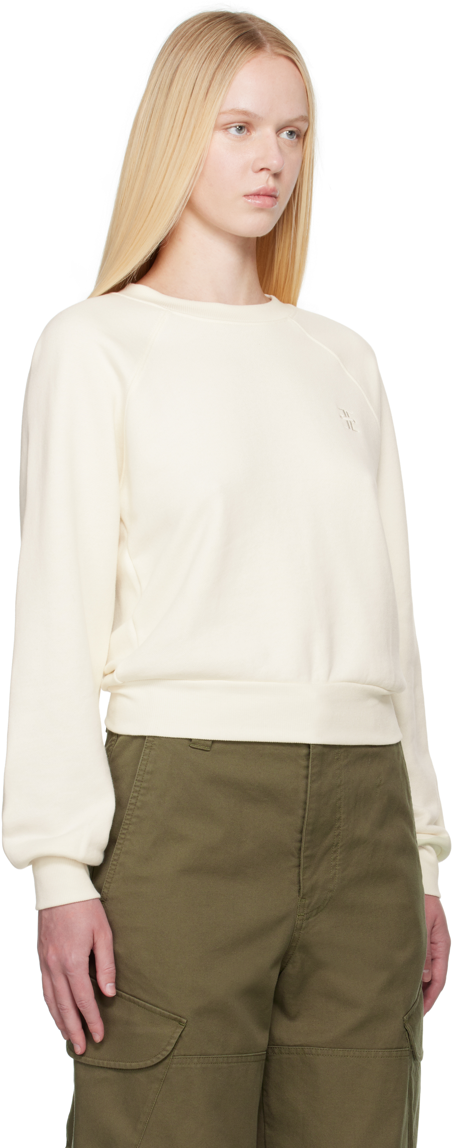 Shop Éterne Off-white Shrunken Raglan Sweatshirt In Cream